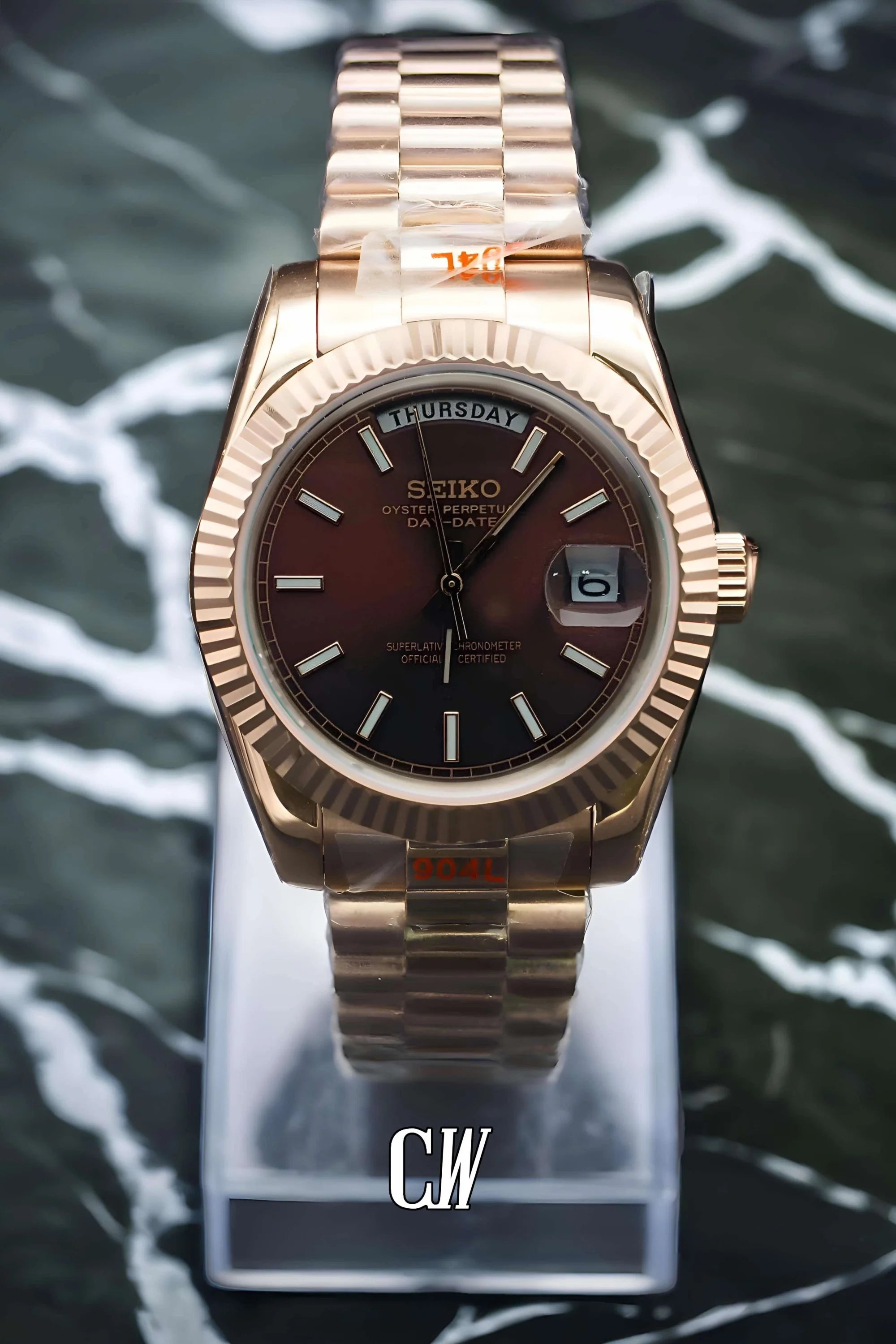 Seikojust mod daydate chocolate automatic watch - Circa Watch Labs seiko mod