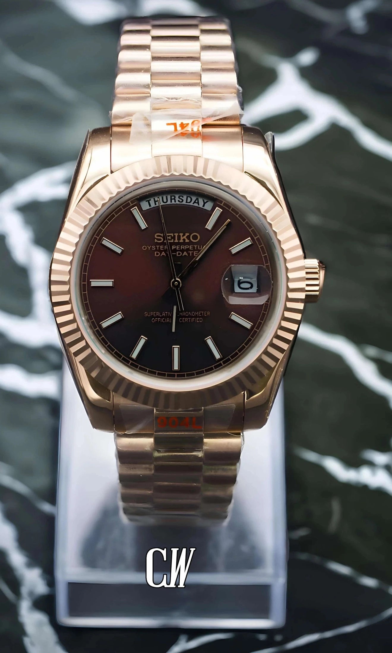 Seikojust mod daydate chocolate automatic watch - Circa Watch Labs seiko mod