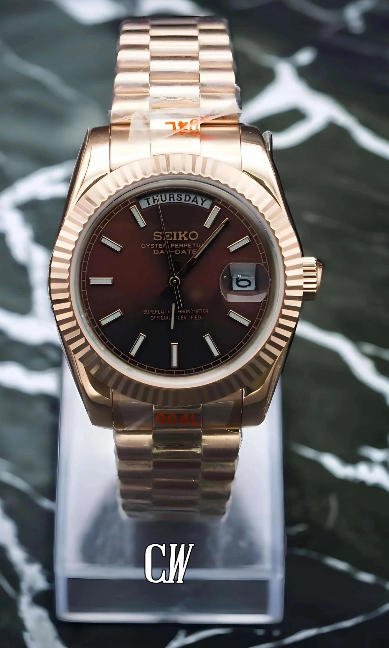 Seikojust mod daydate chocolate automatic watch - Circa Watch Labs