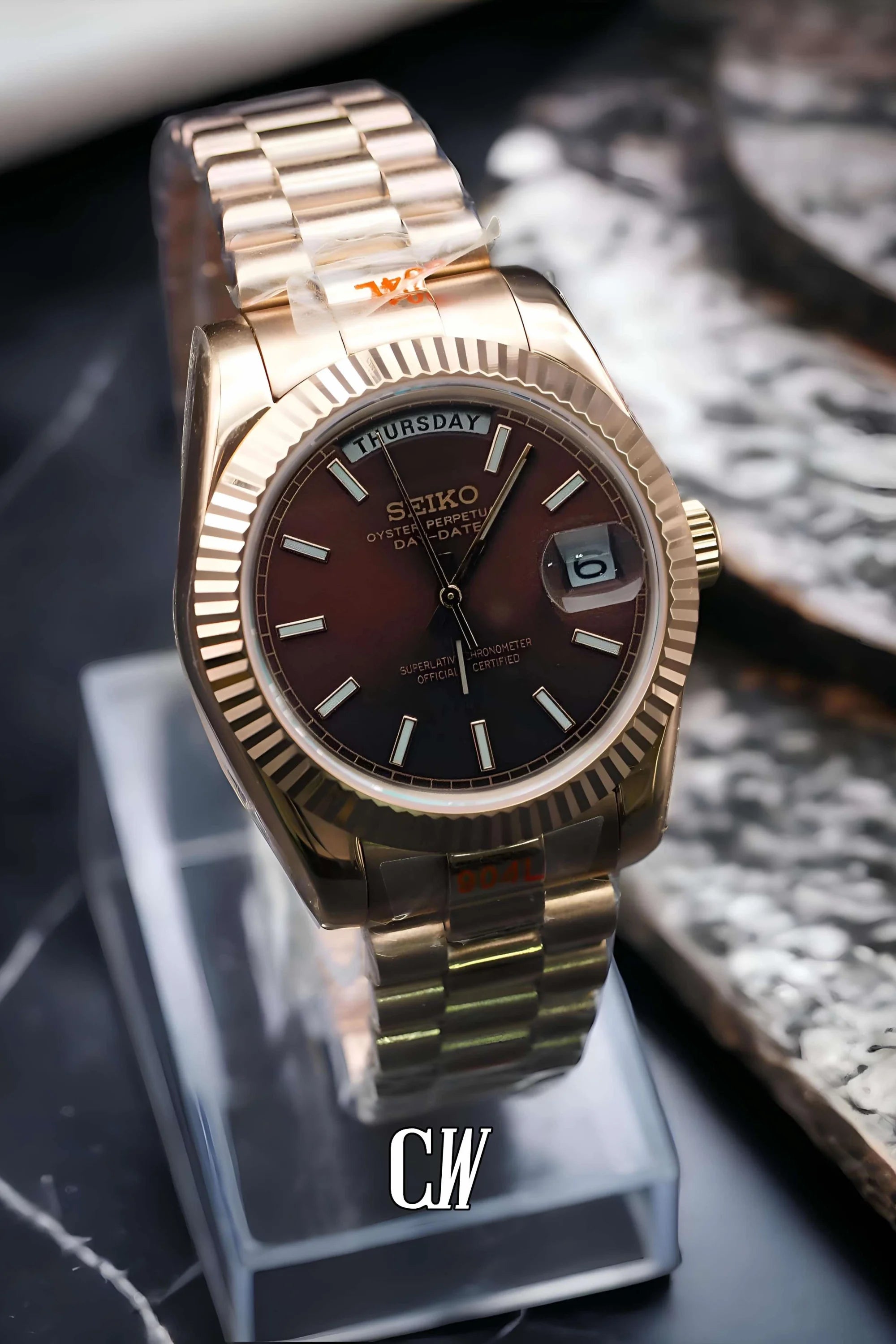 Seikojust mod daydate chocolate automatic watch - Circa Watch Labs seiko mod