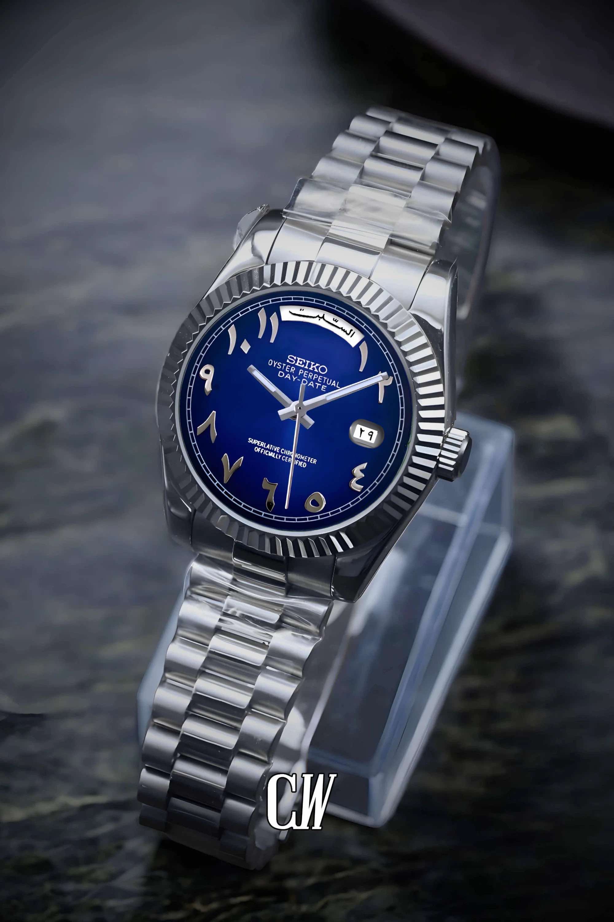 Seikojust mod daydate dark blue arabic automatic watch