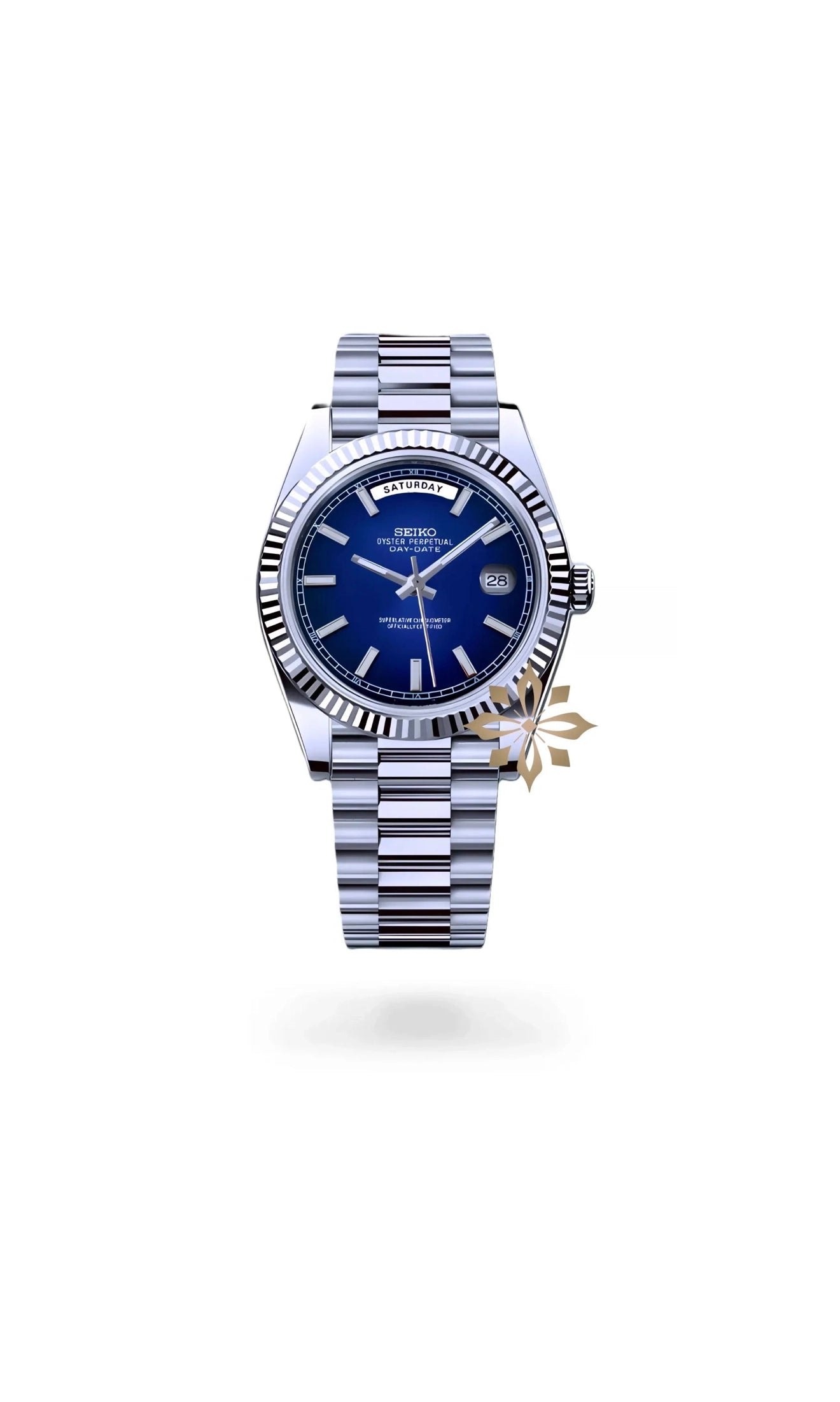 Seikojust mod daydate dark blue automatic watch - Circa Watch Labs seiko mod