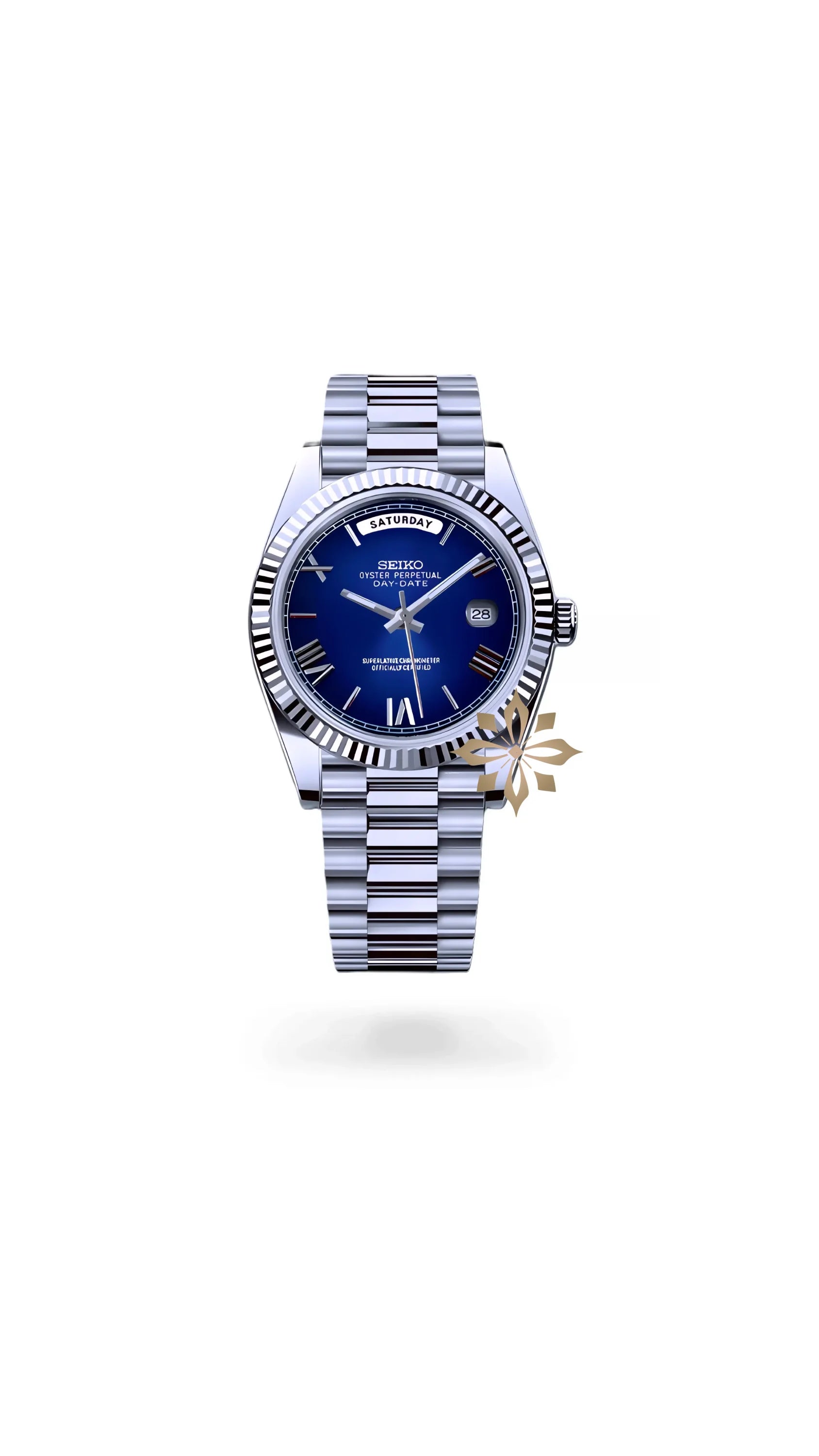 Seikojust mod daydate dark blue roman numeral automatic watch - Circa Watch Labs