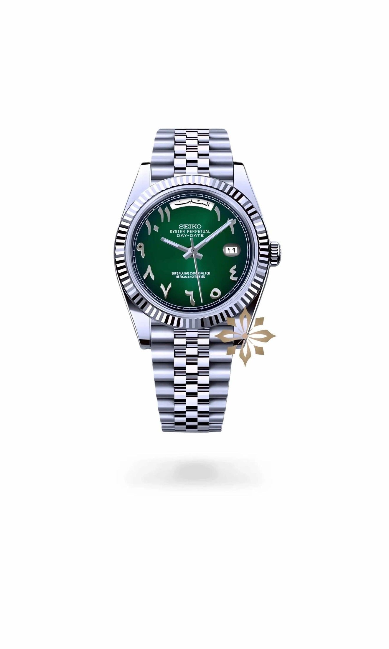 Seikojust mod daydate dark green arabic automatic watch - Circa Watch Labs