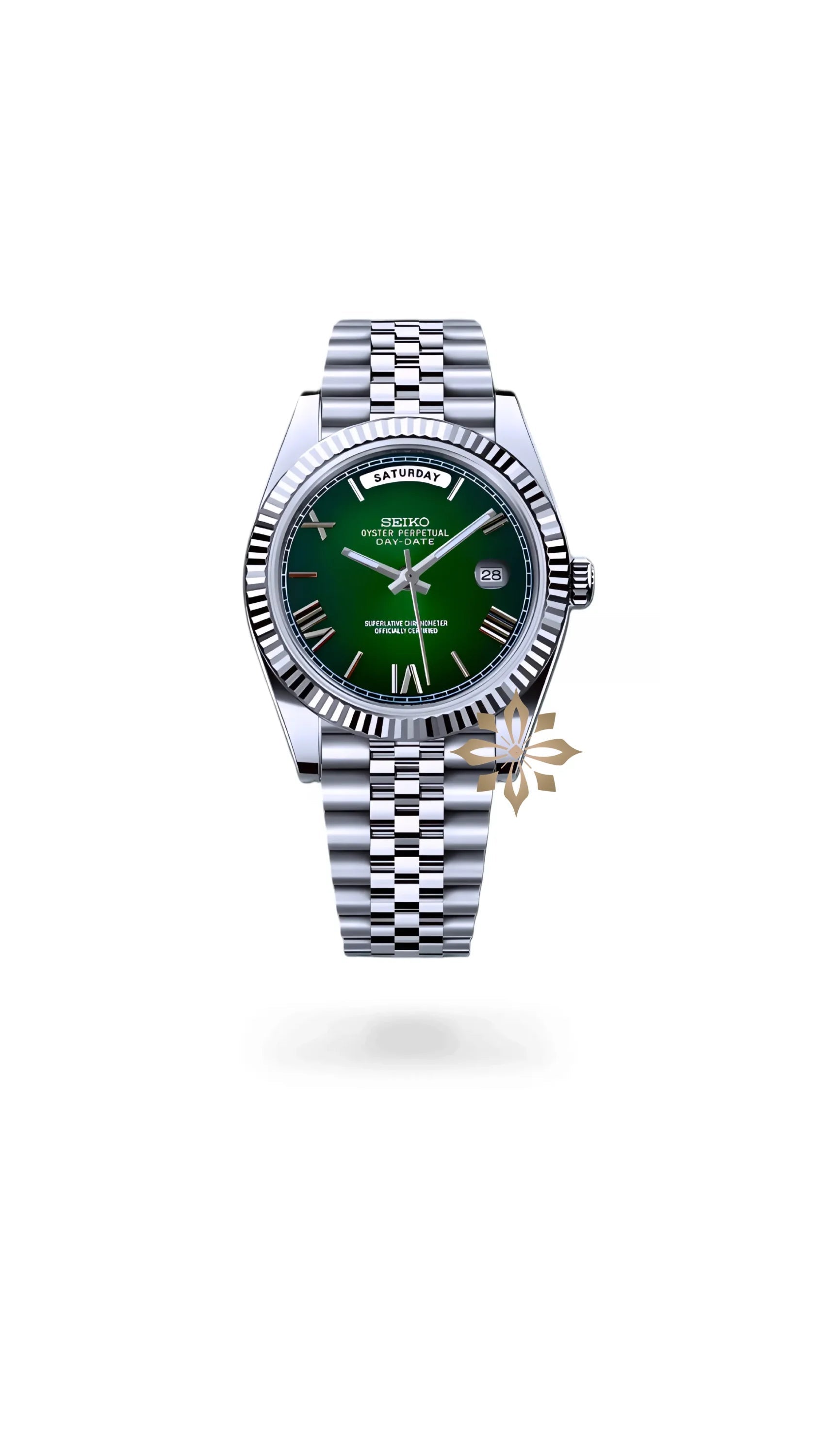Seikojust mod daydate dark green roman numeral automatic watch - Circa Watch Labs