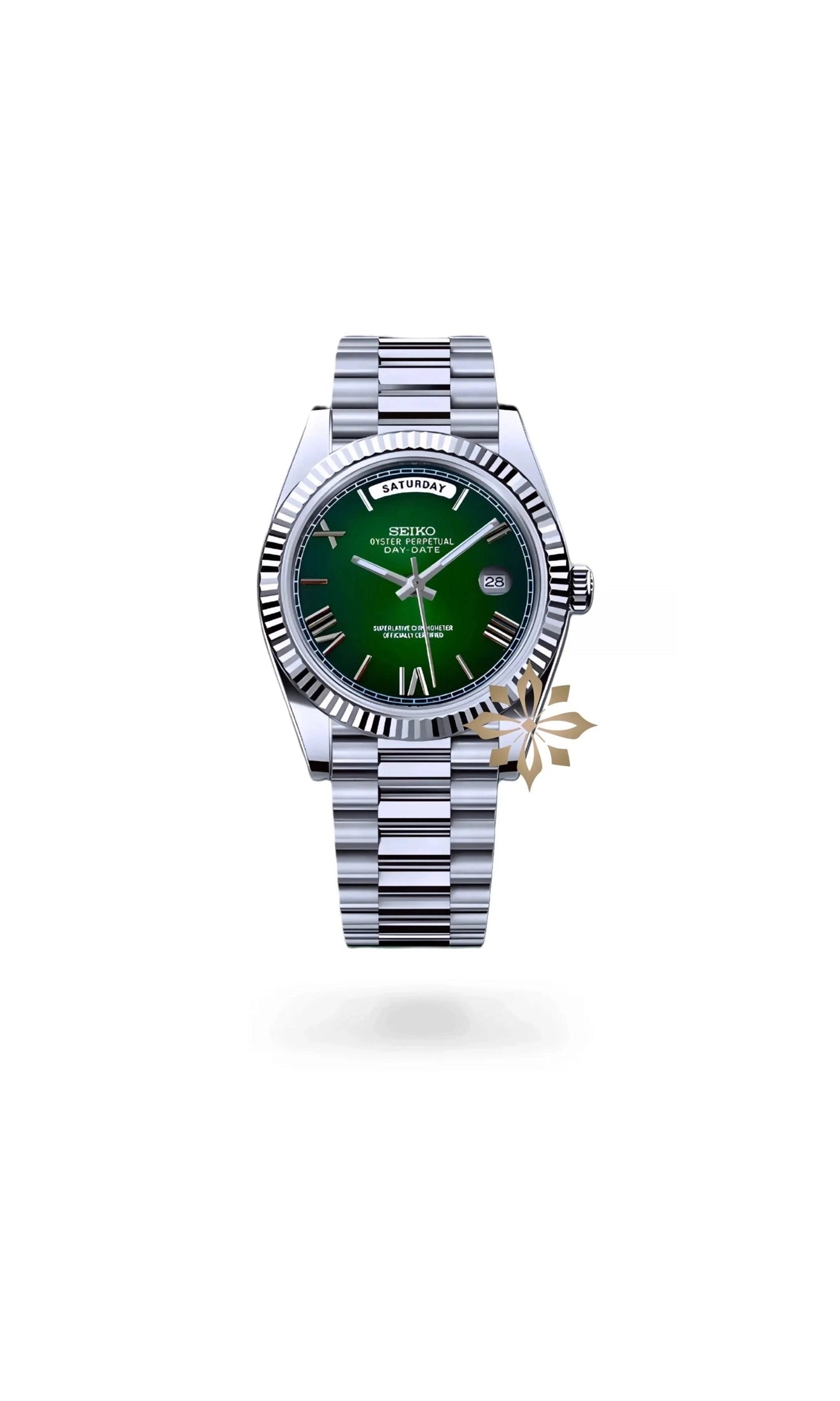 Seikojust mod daydate dark green roman numeral automatic watch - Circa Watch Labs