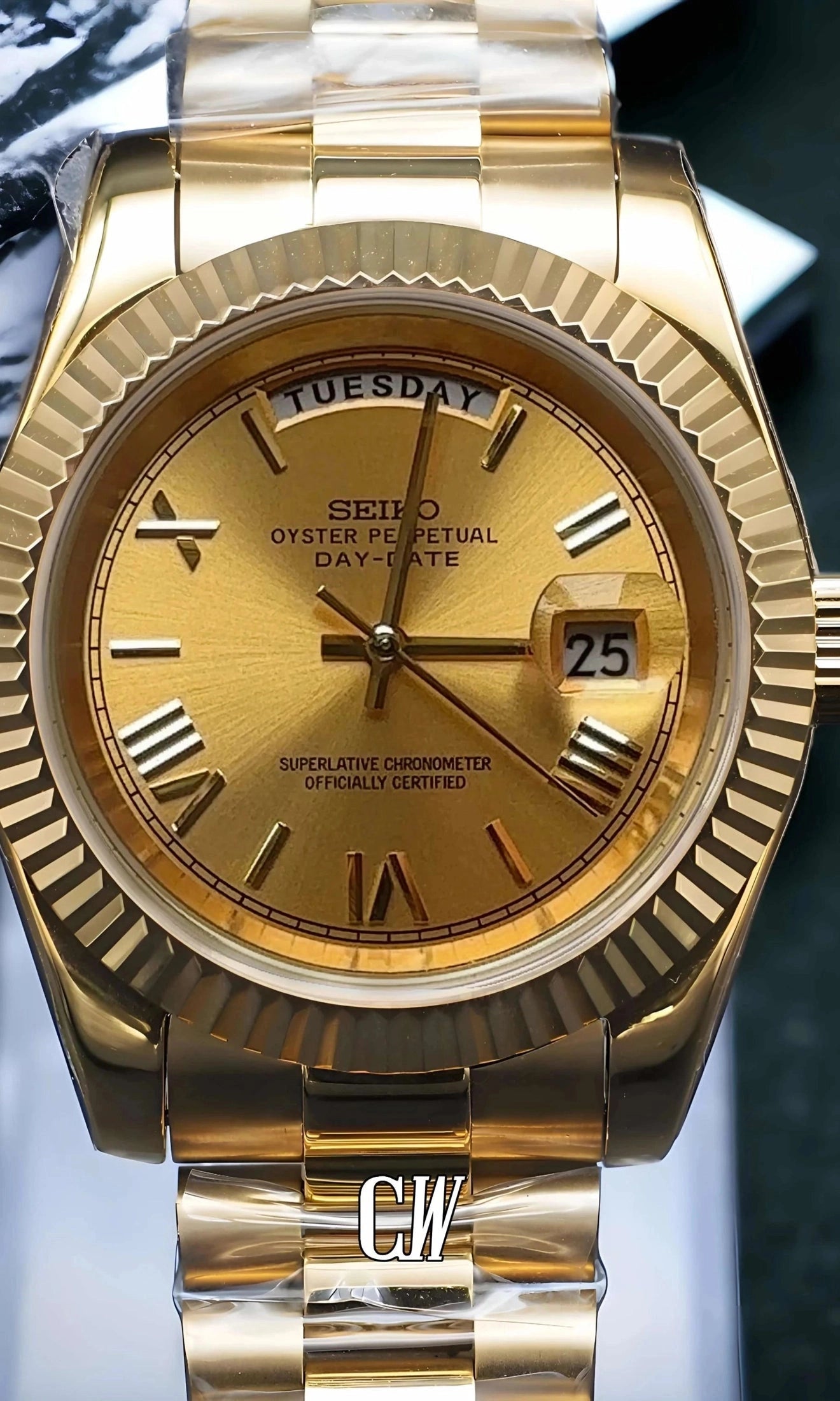 Seikojust mod daydate gold automatic watch - Circa Watch Labs