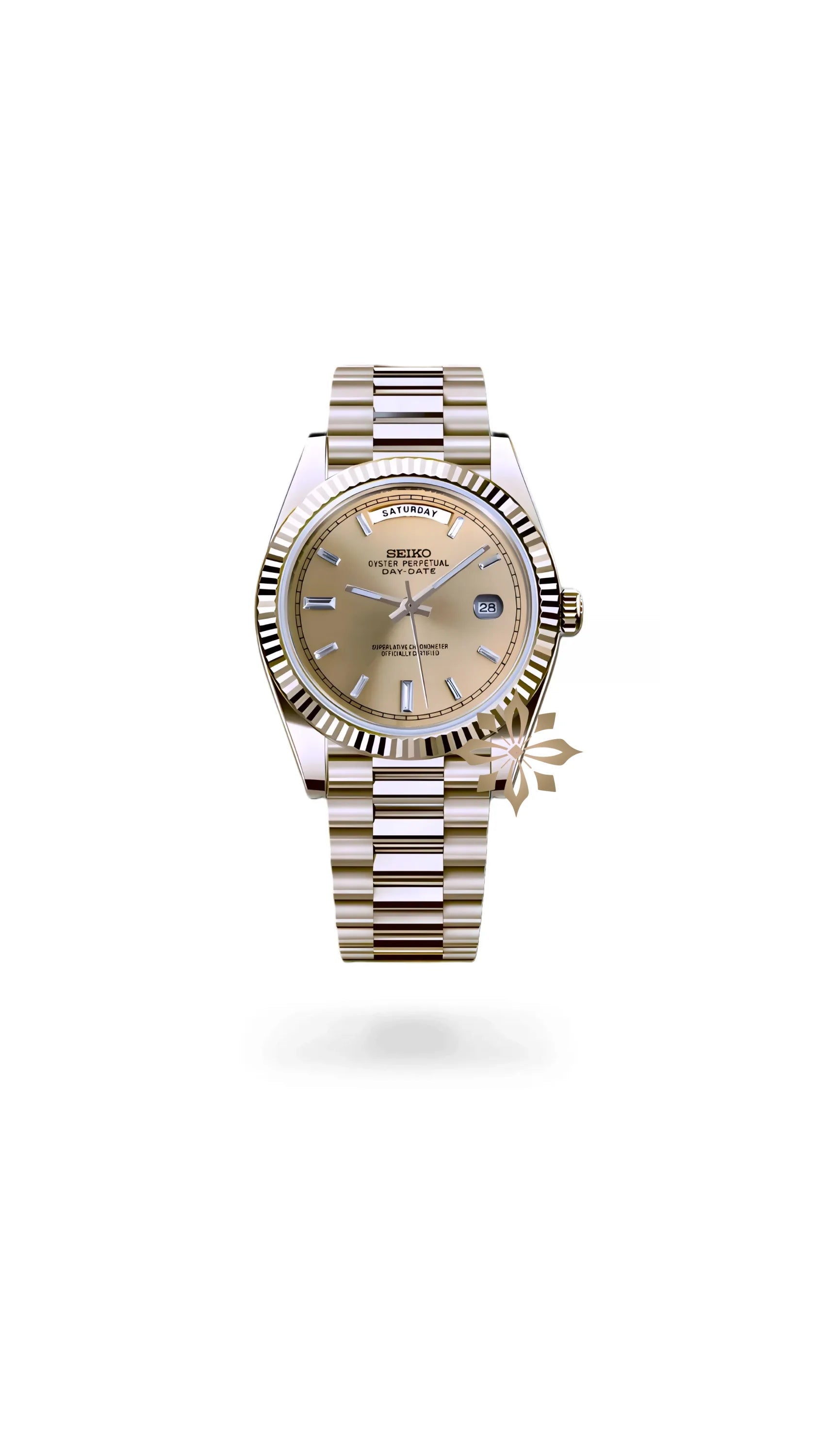 Seikojust mod daydate gold baguette automatic watch - Circa Watch Labs