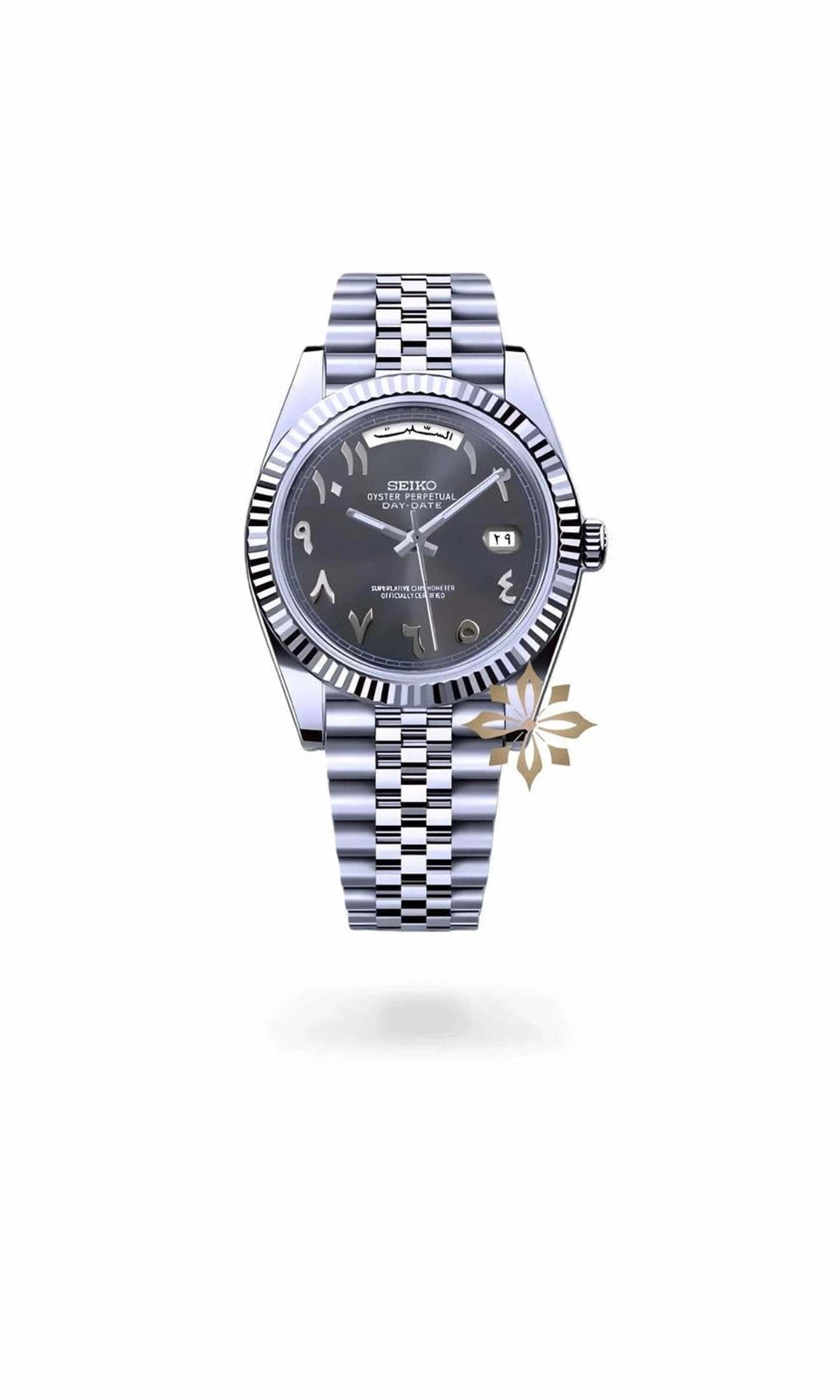 Seikojust mod daydate grey arabic automatic watch - Circa Watch Labs