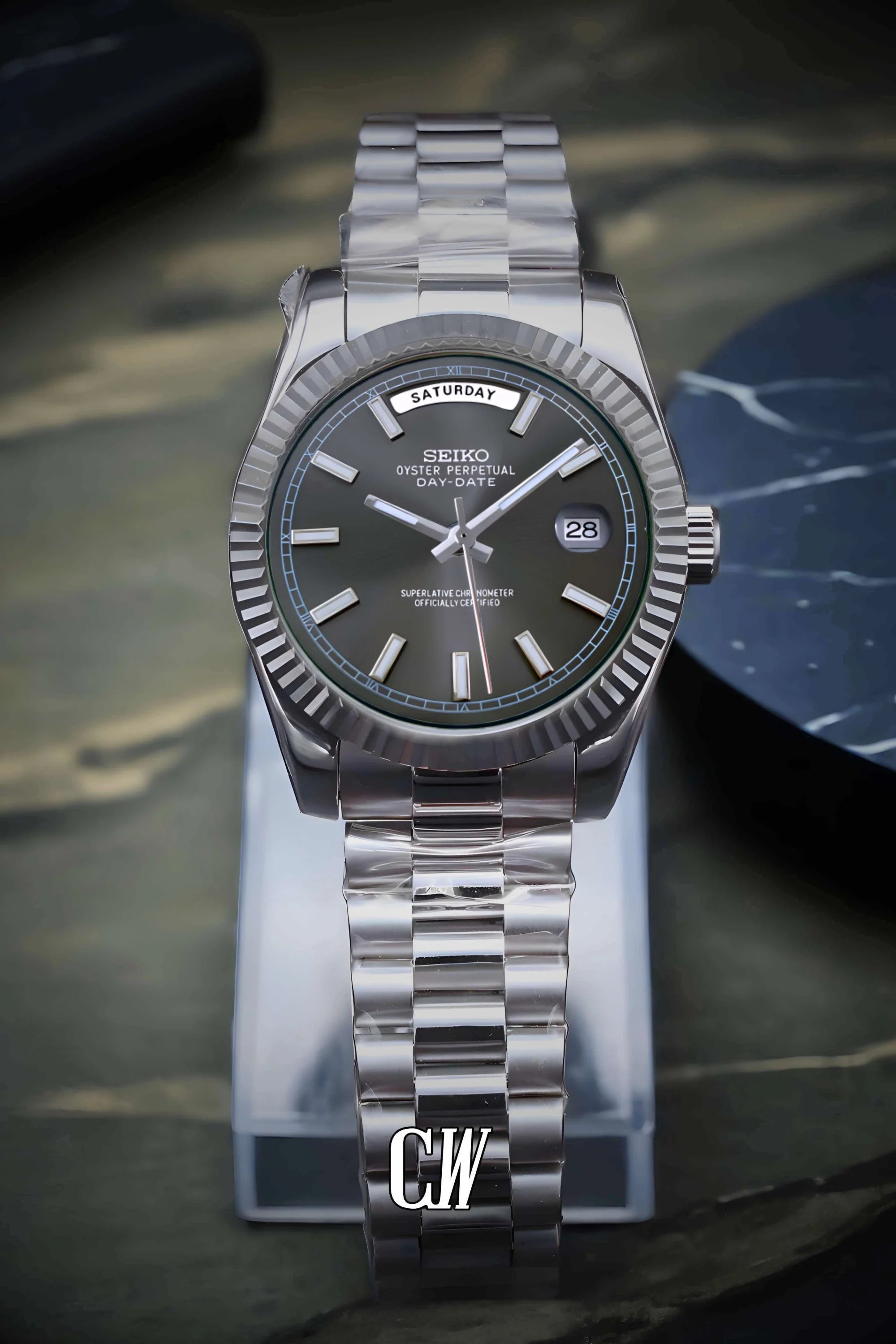 Seikojust mod daydate grey automatic watch - Circa Watch Labs