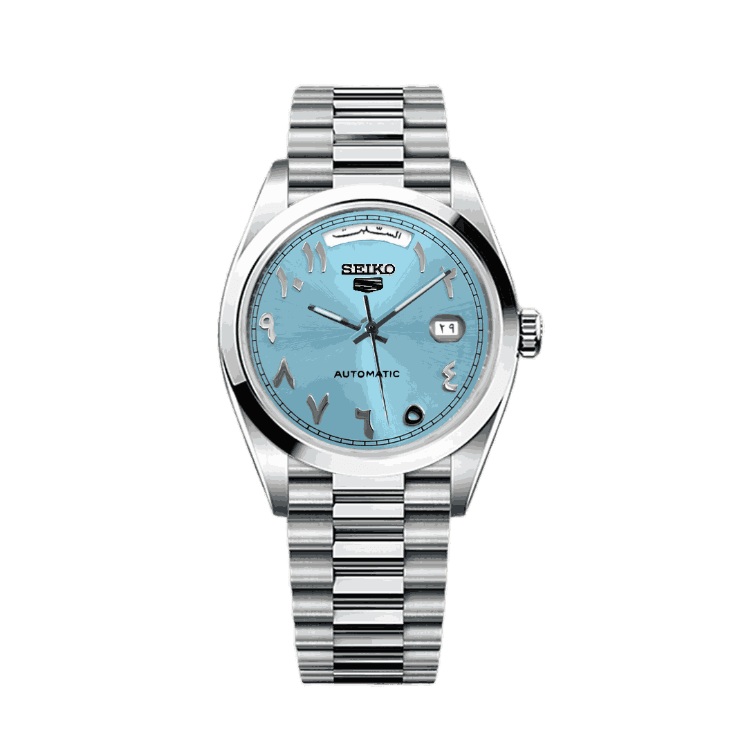 Seikojust mod daydate ice blue arabic automatic watch - CUSTOM CLIENT - Circa Watch Labs seiko mod