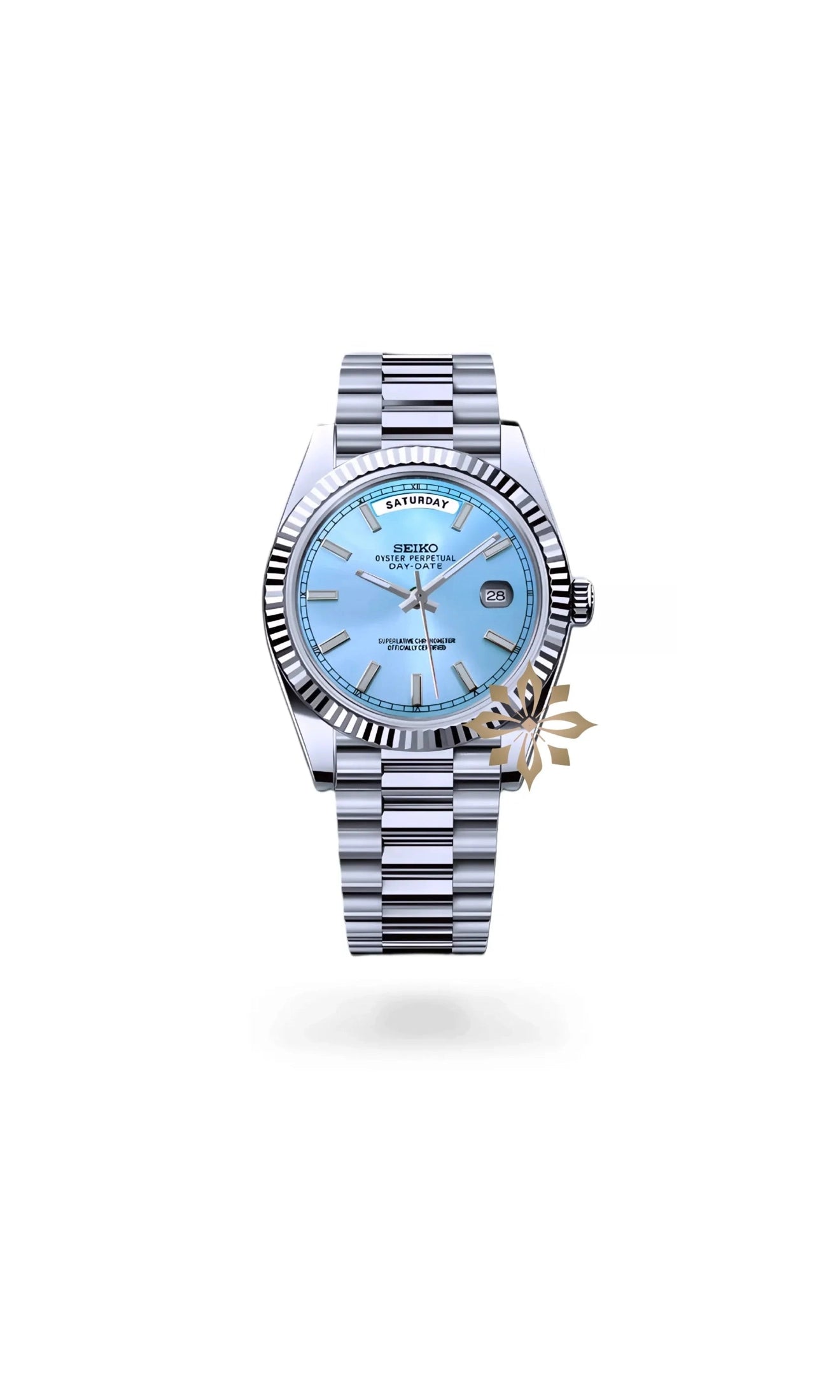 Seikojust mod daydate ice blue automatic watch - Circa Watch Labs seiko mod