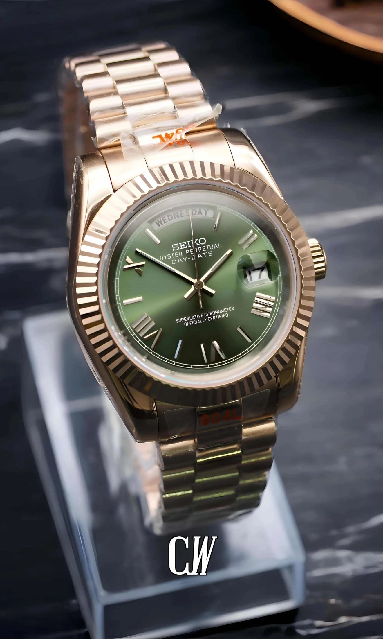 Seikojust mod daydate rose gold automatic watch - Circa Watch Labs