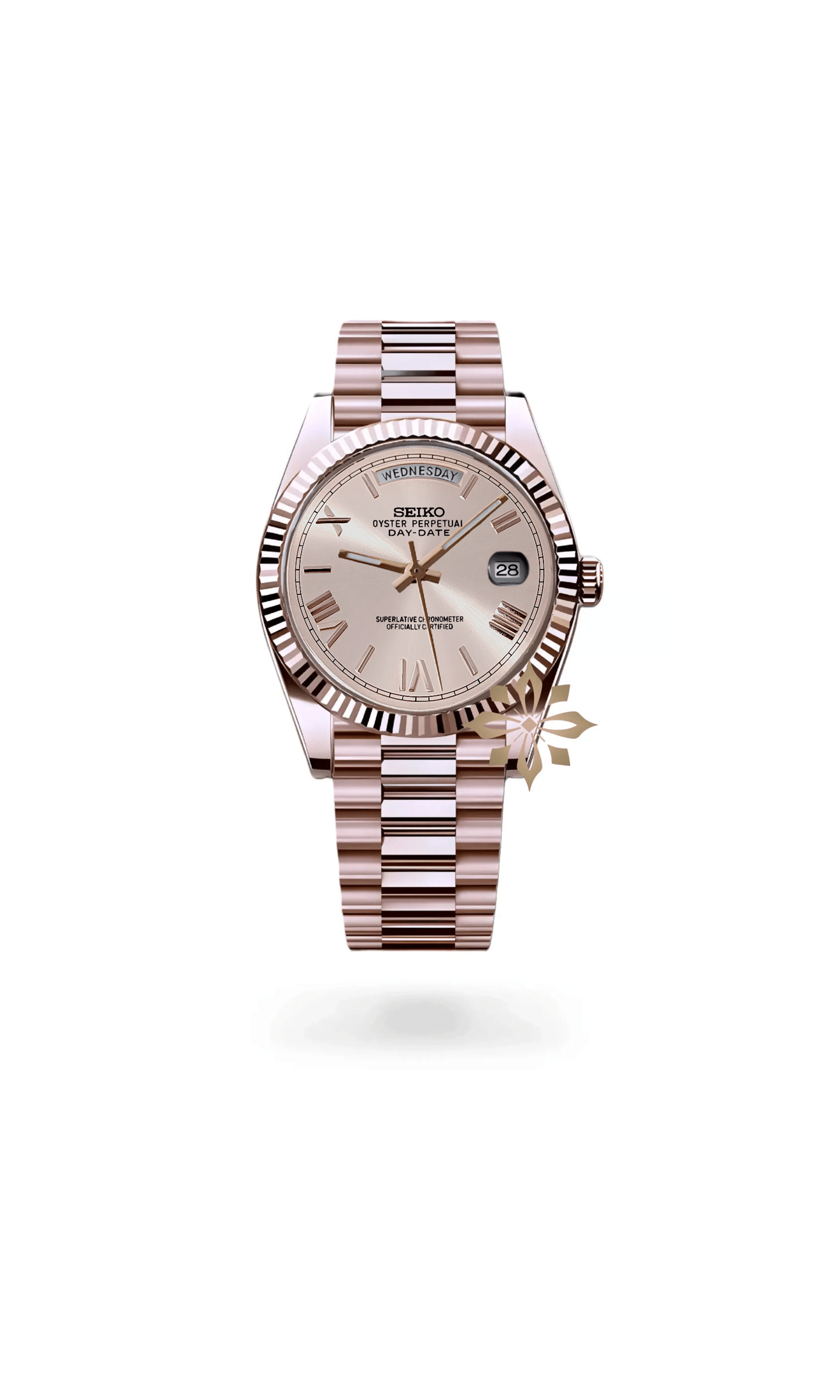 Seikojust mod daydate rose gold roman numeral automatic watch - Circa Watch Labs