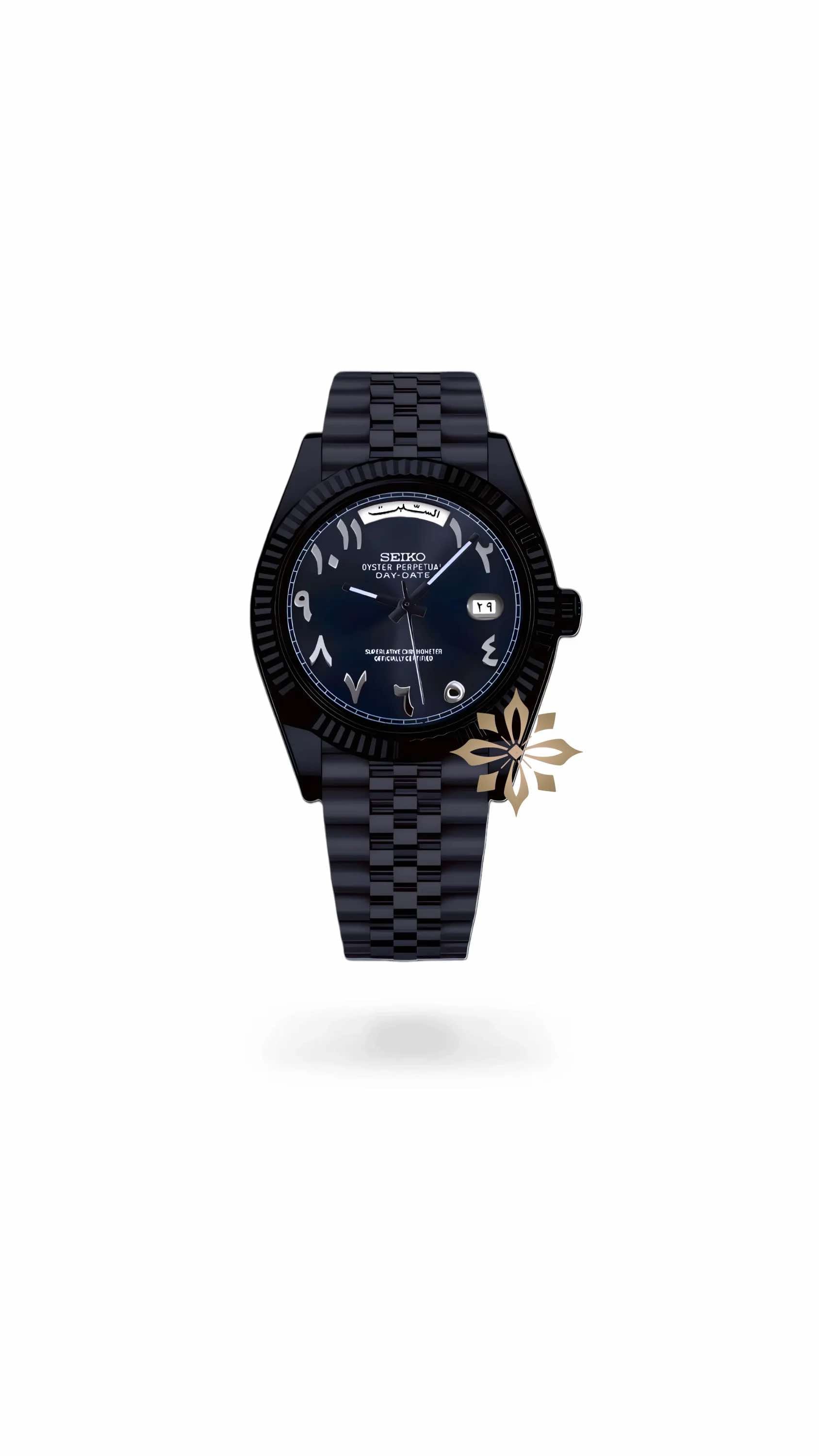 Seikojust mod daydate triple black arabic automatic watch