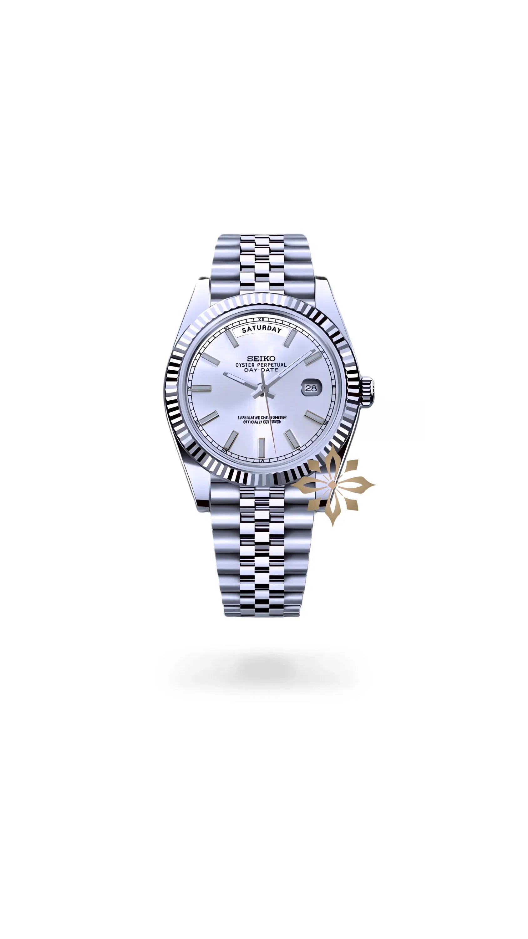 Seikojust mod daydate white automatic watch - Circa Watch Labs