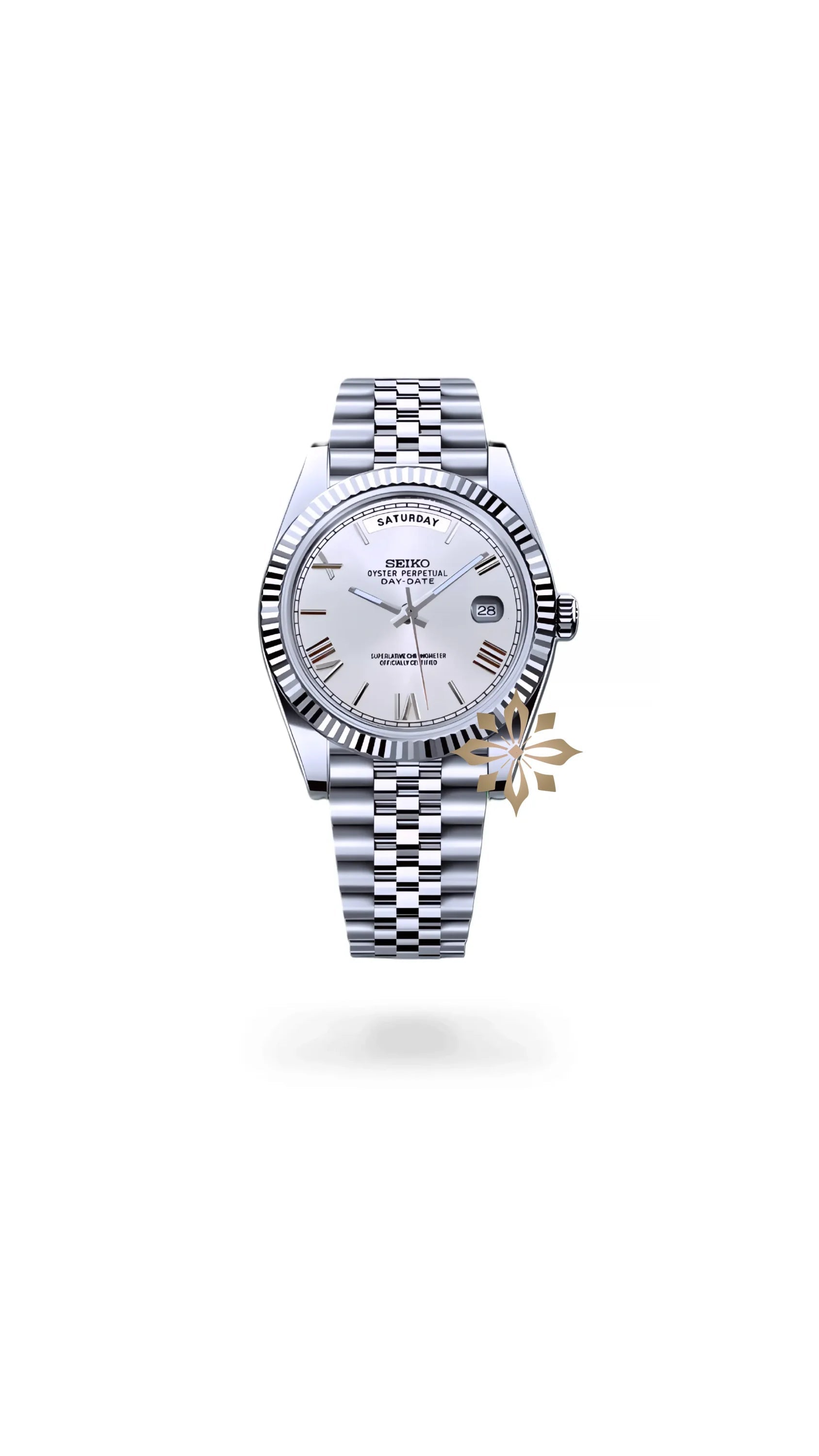 Seikojust mod daydate white roman numeral automatic watch - Circa Watch Labs seiko mod
