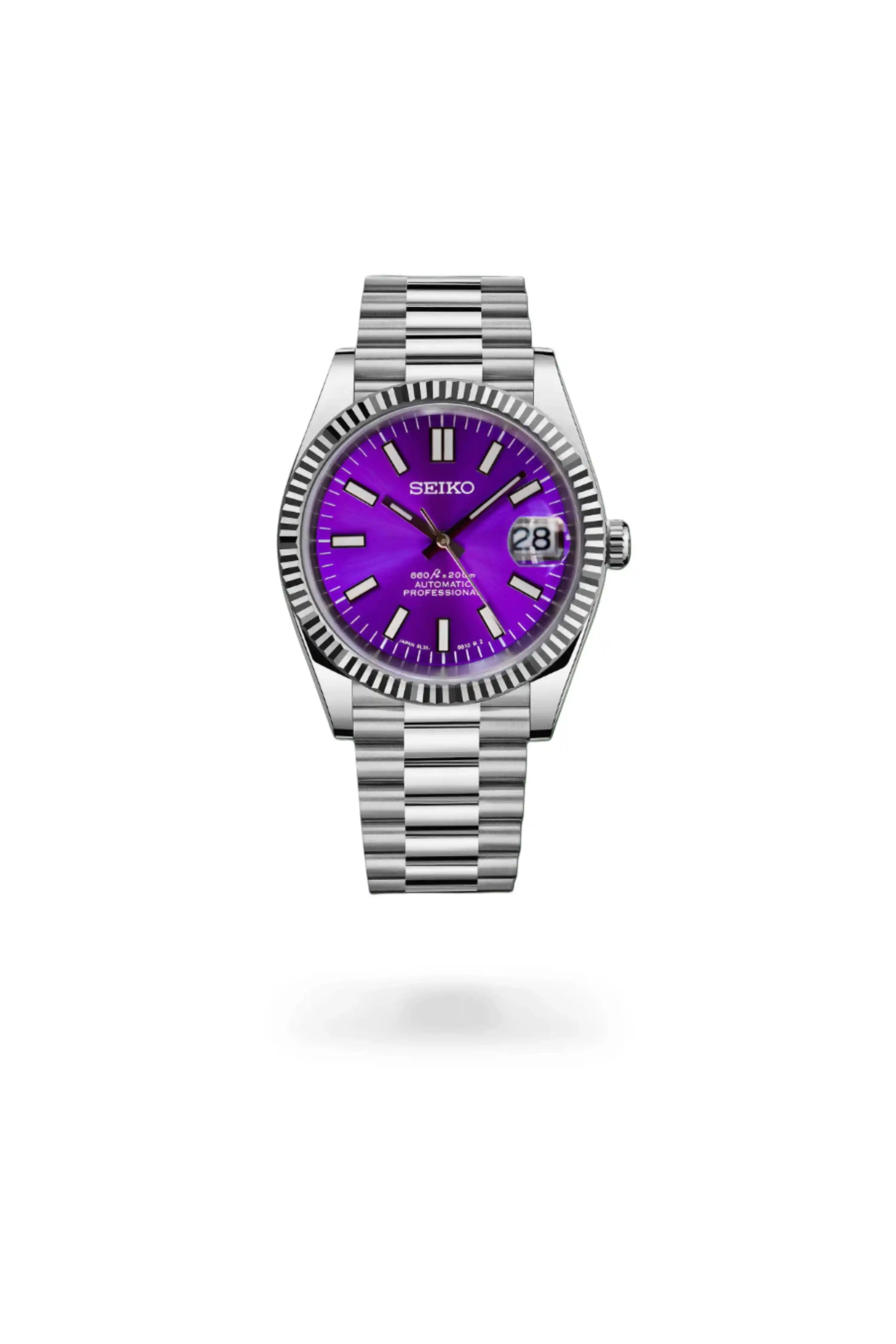 Seikojust mod purple automatic watch - Circa Watch Labs seiko mod
