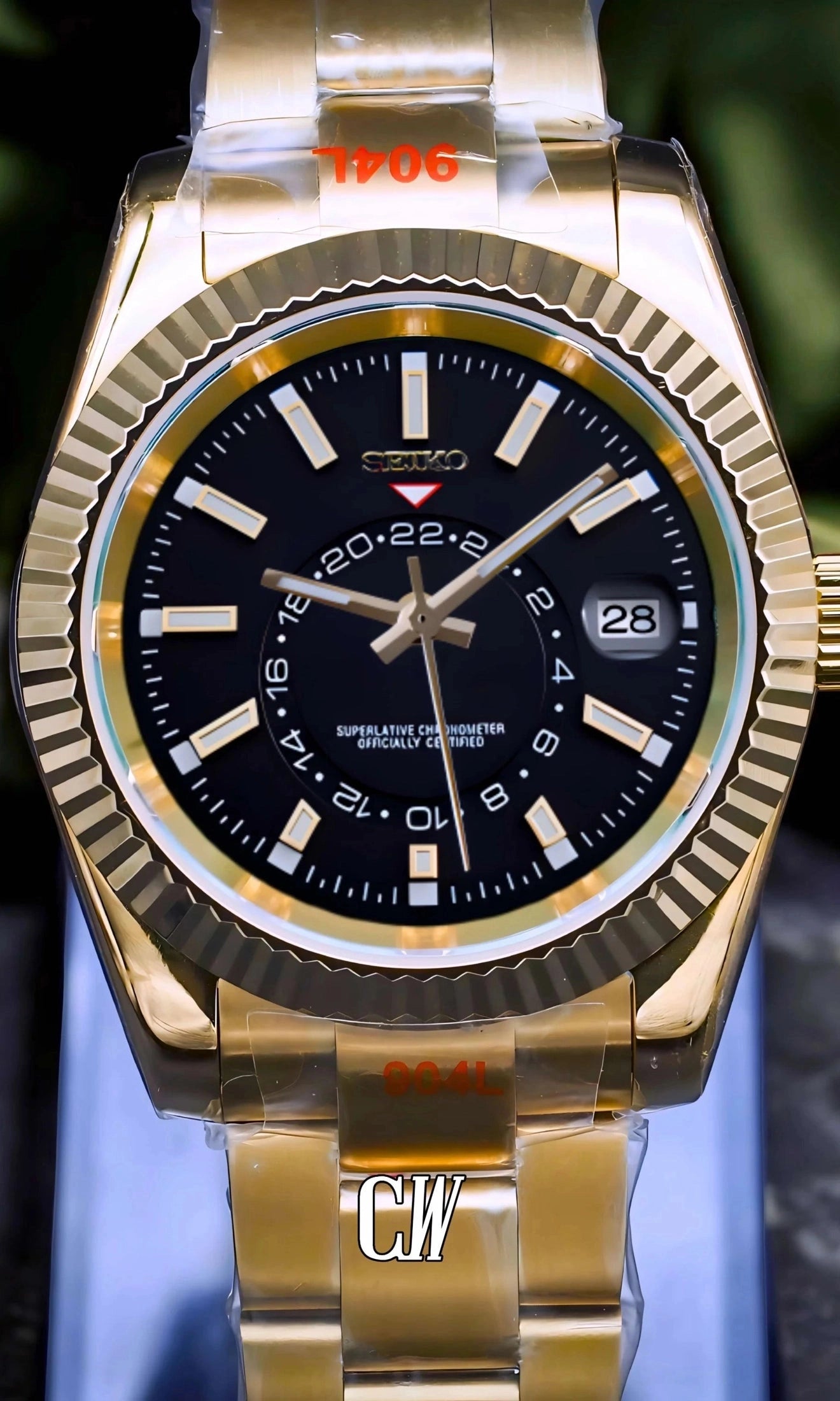 Seikojust mod skydweller watch black gold - Circa Watch Labs