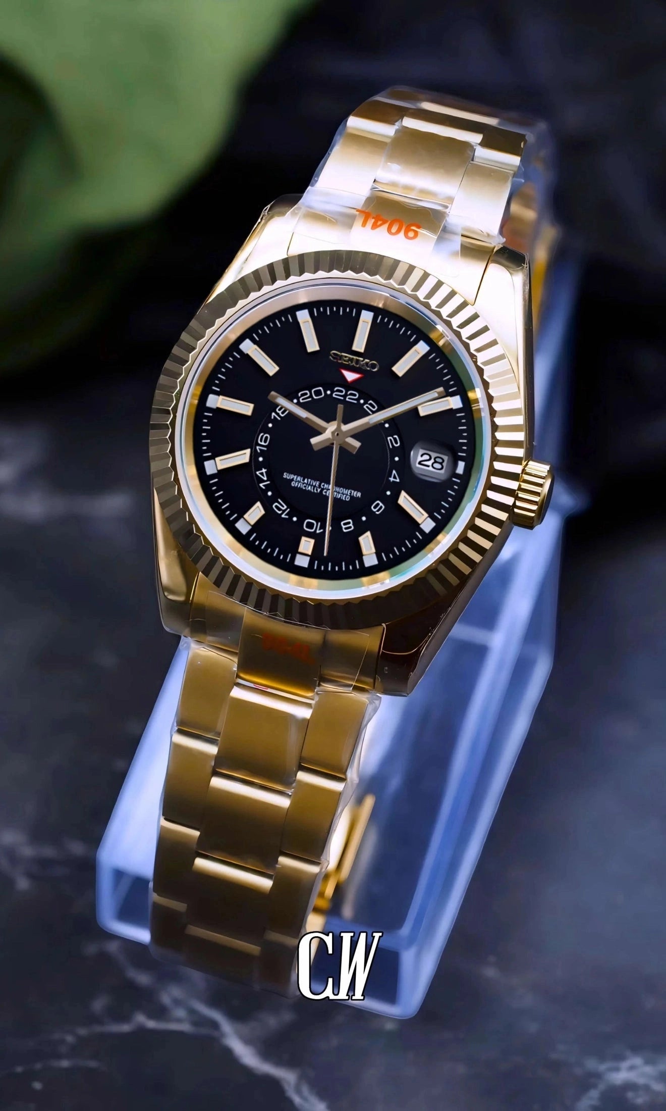 Seikojust mod skydweller watch black gold - Circa Watch Labs