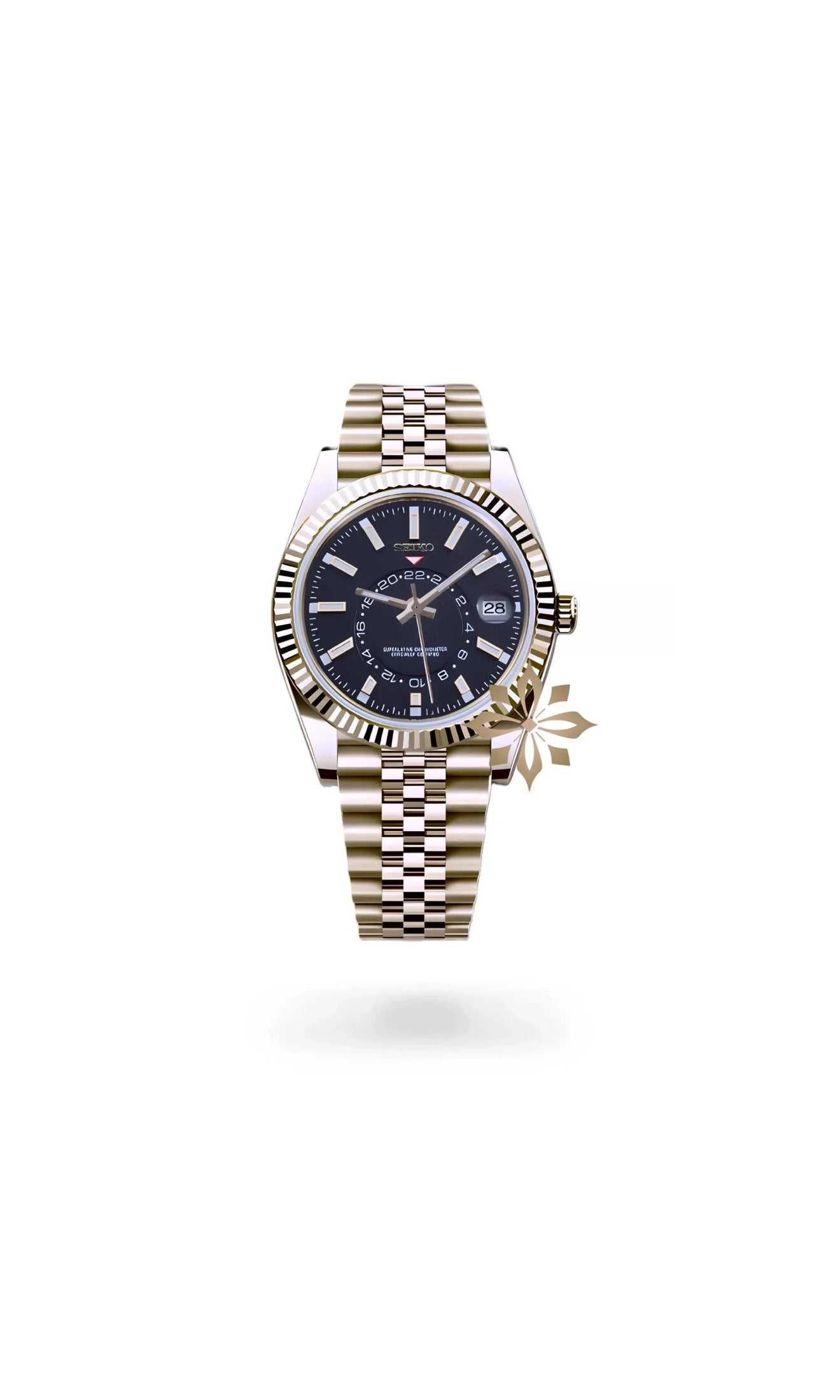 Seikojust mod skydweller watch black gold - Circa Watch Labs seiko mod