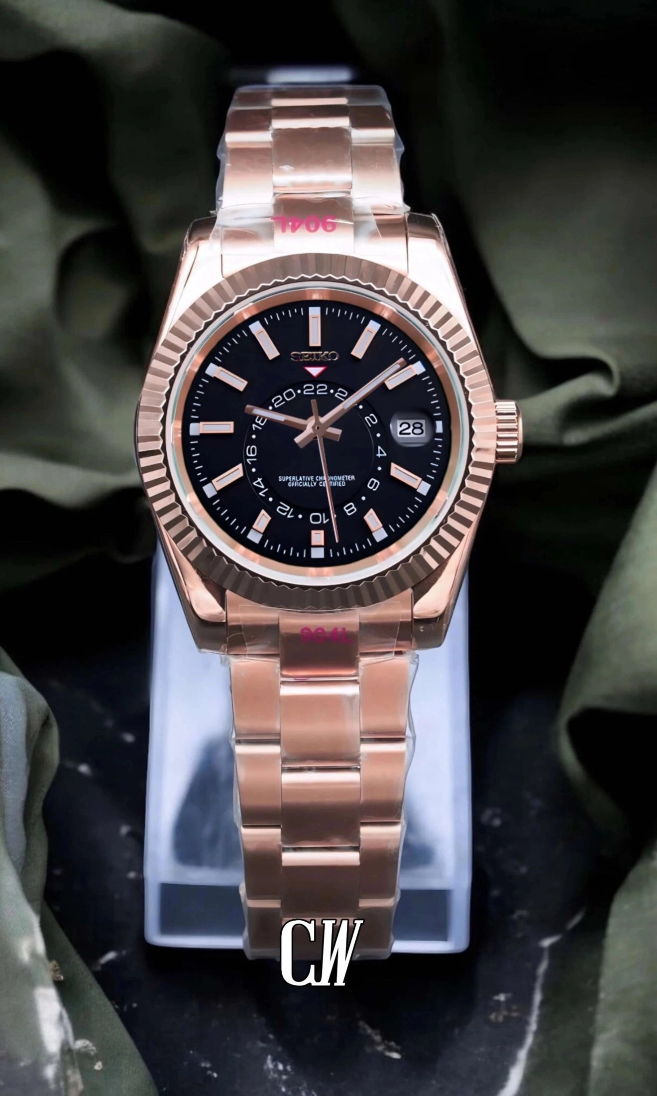 Seikojust mod skydweller watch black rose gold - Circa Watch Labs