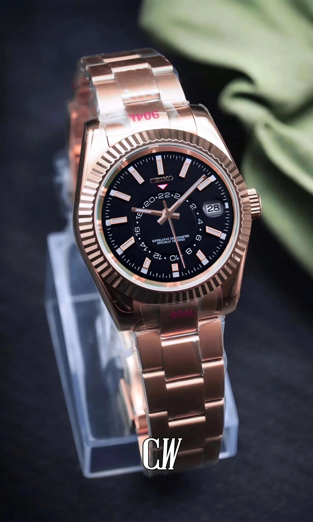 Seikojust mod skydweller watch black rose gold - Circa Watch Labs