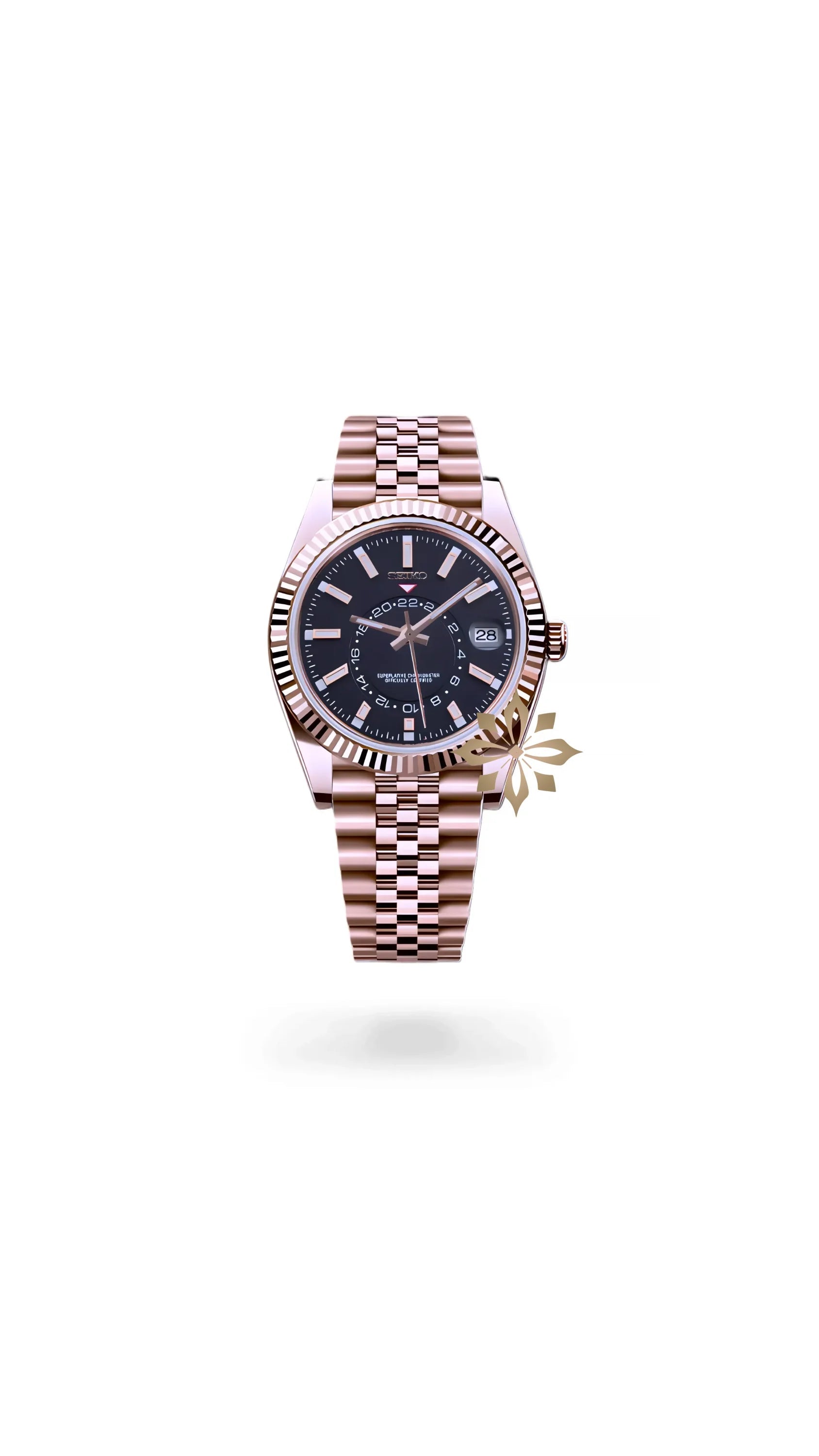 Seikojust mod skydweller watch black rose gold - Circa Watch Labs seiko mod