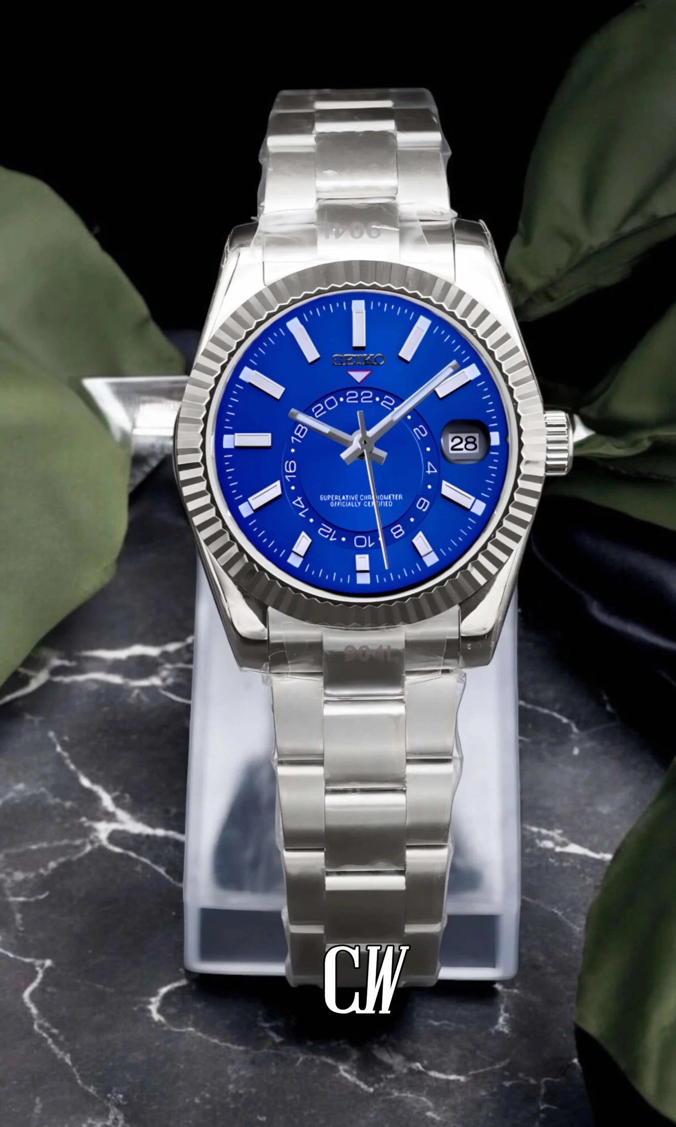 Seikojust mod skydweller watch blue - Circa Watch Labs