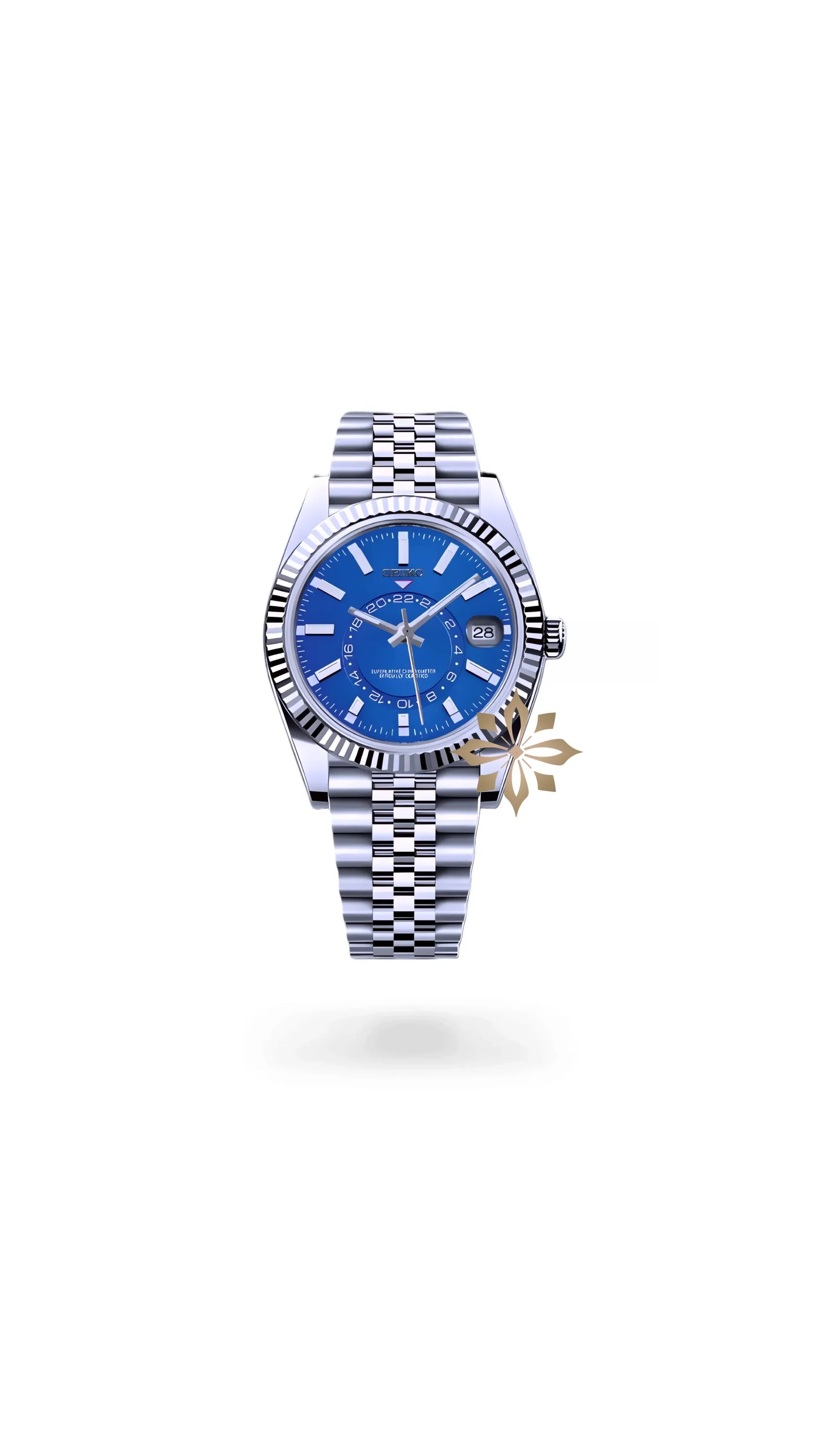 Seikojust mod skydweller watch blue - Circa Watch Labs seiko mod