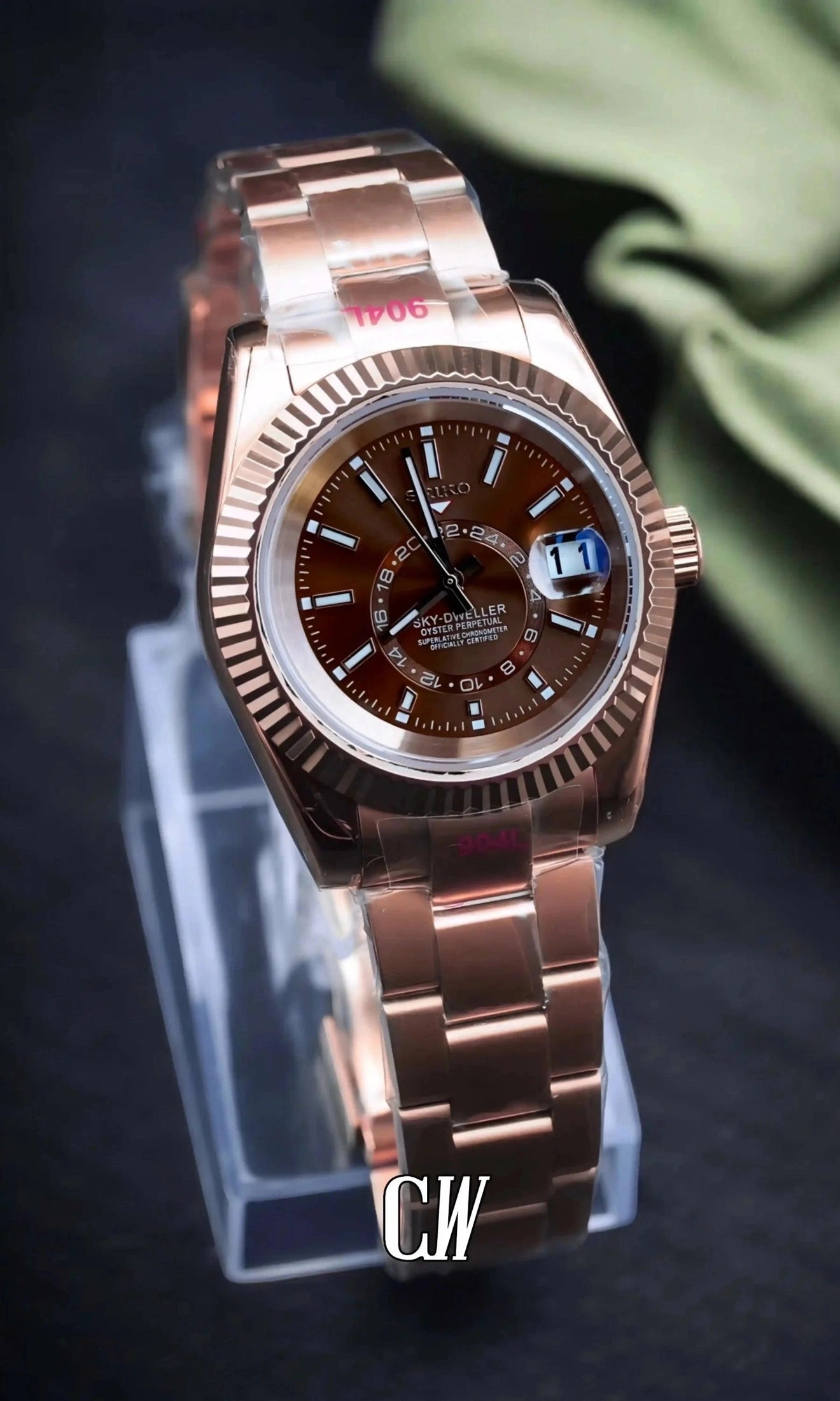 Seikojust mod skydweller watch brown rose gold - Circa Watch Labs
