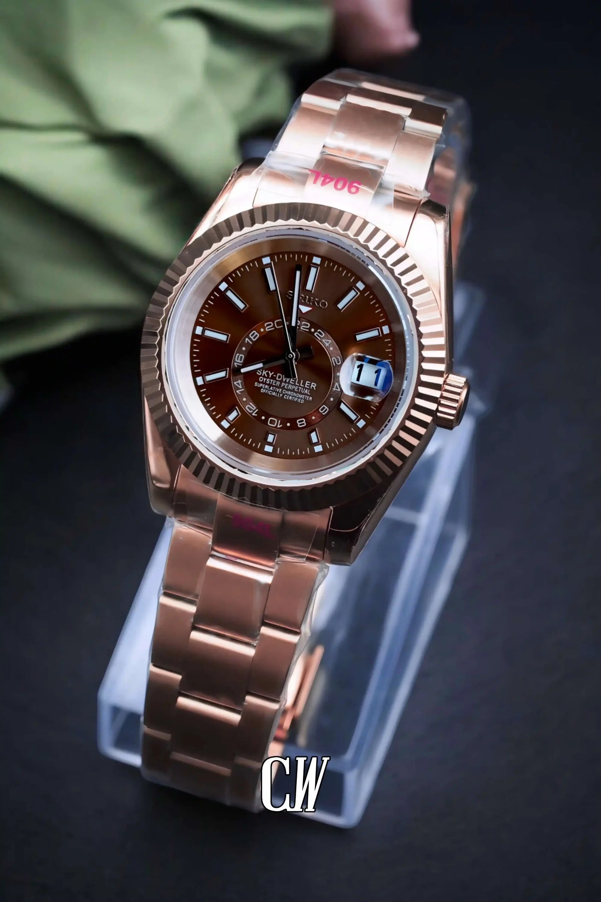 Seikojust mod skydweller watch brown rose gold - Circa Watch Labs