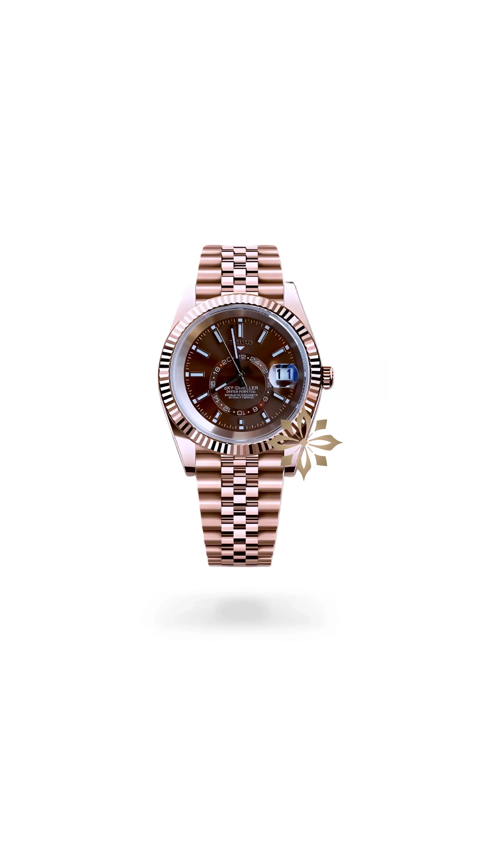 Seikojust mod skydweller watch brown rose gold - Circa Watch Labs