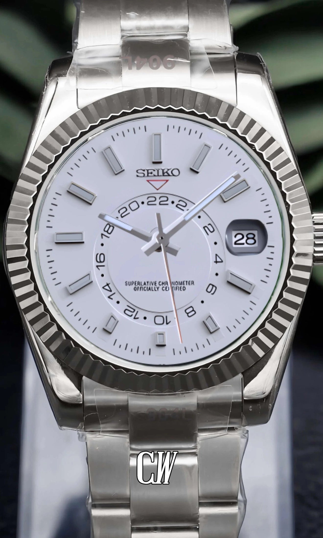 Seikojust mod skydweller watch white - Circa Watch Labs