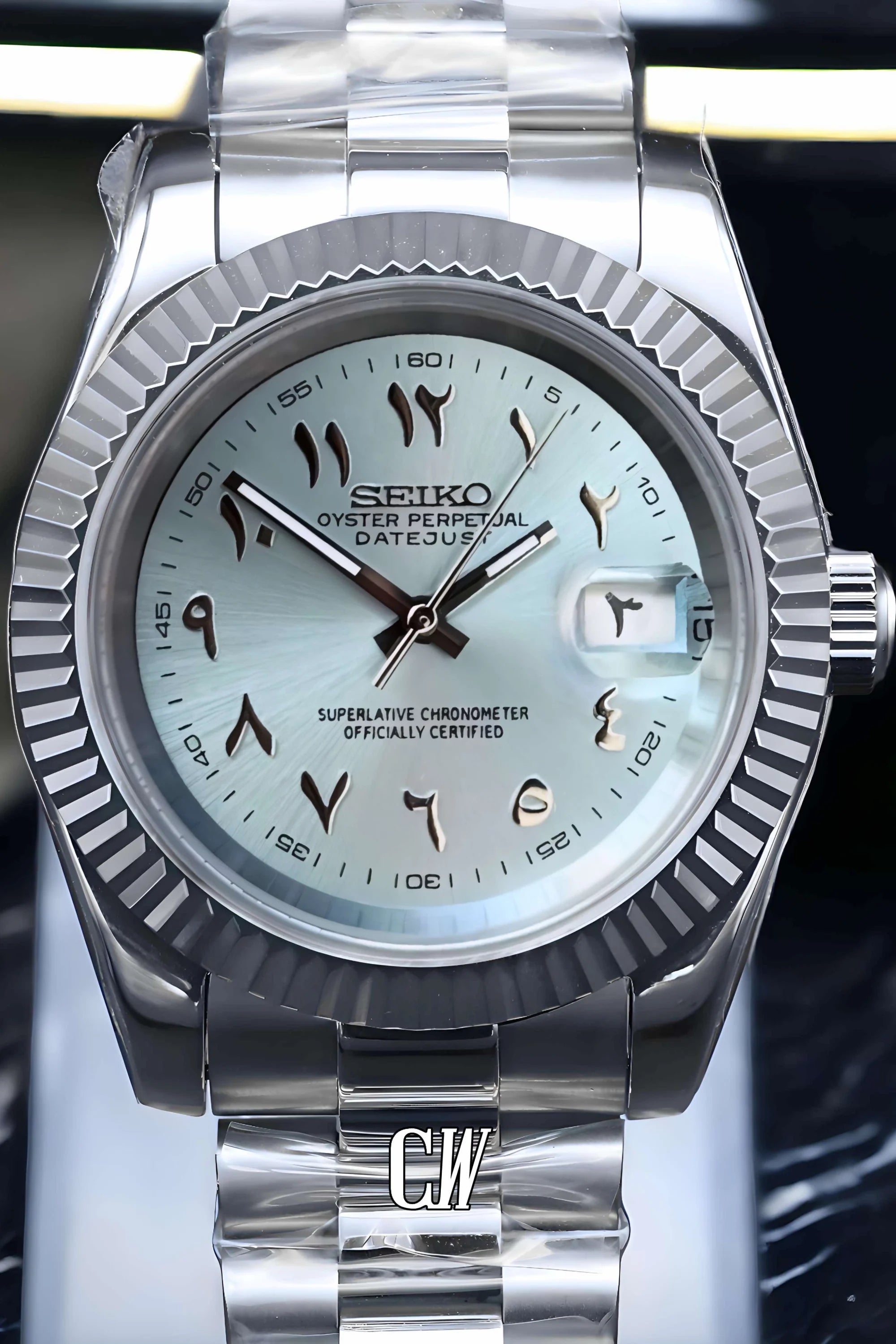 Seikojust mod watch 'arabic ice blue' - Circa Watch Labs seiko mod