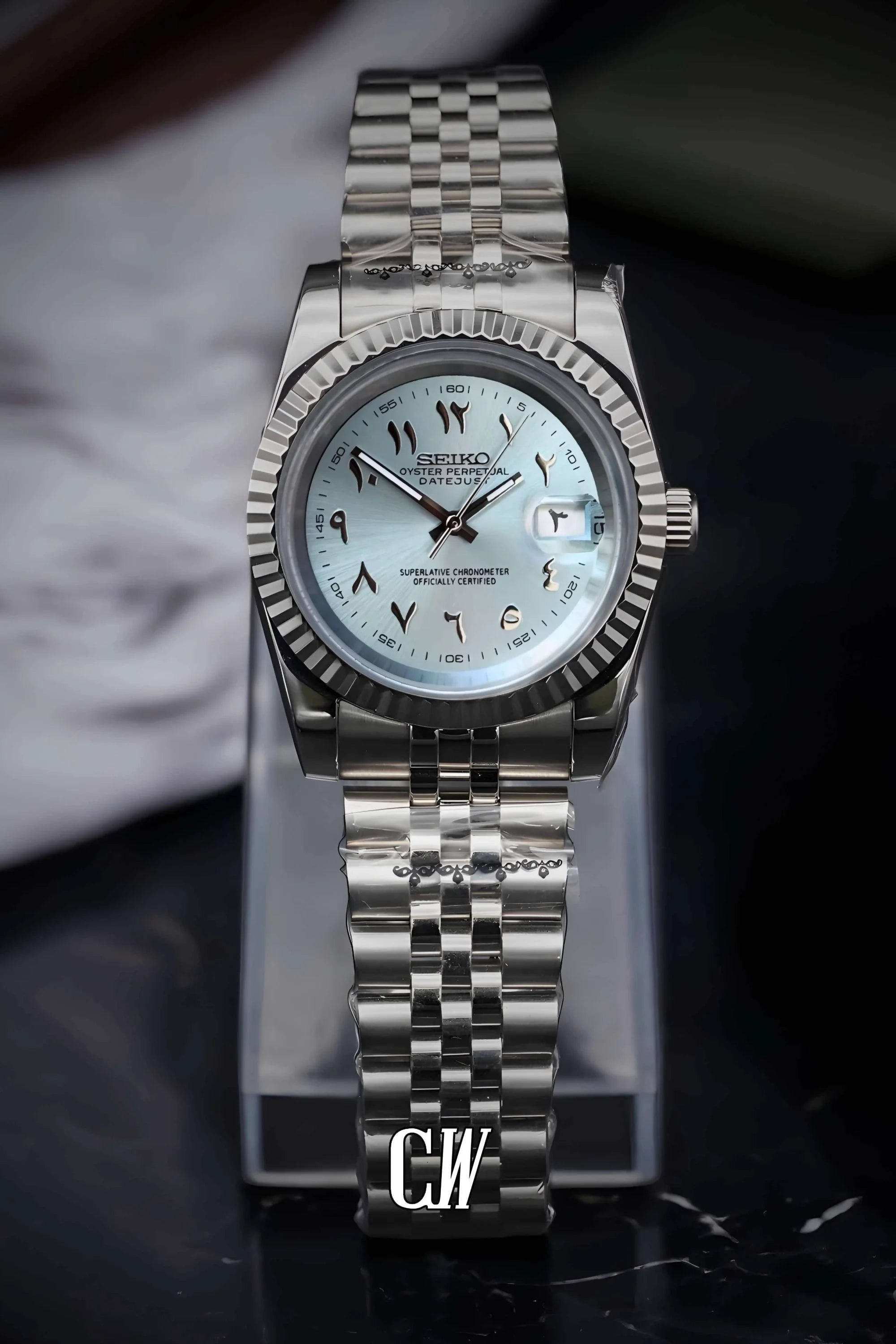 Seikojust mod watch 'arabic ice blue' - Circa Watch Labs seiko mod