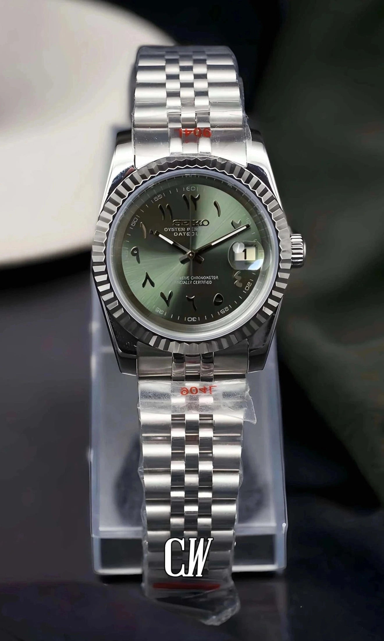 Seikojust mod watch 'arabic olive green' - Circa Watch Labs