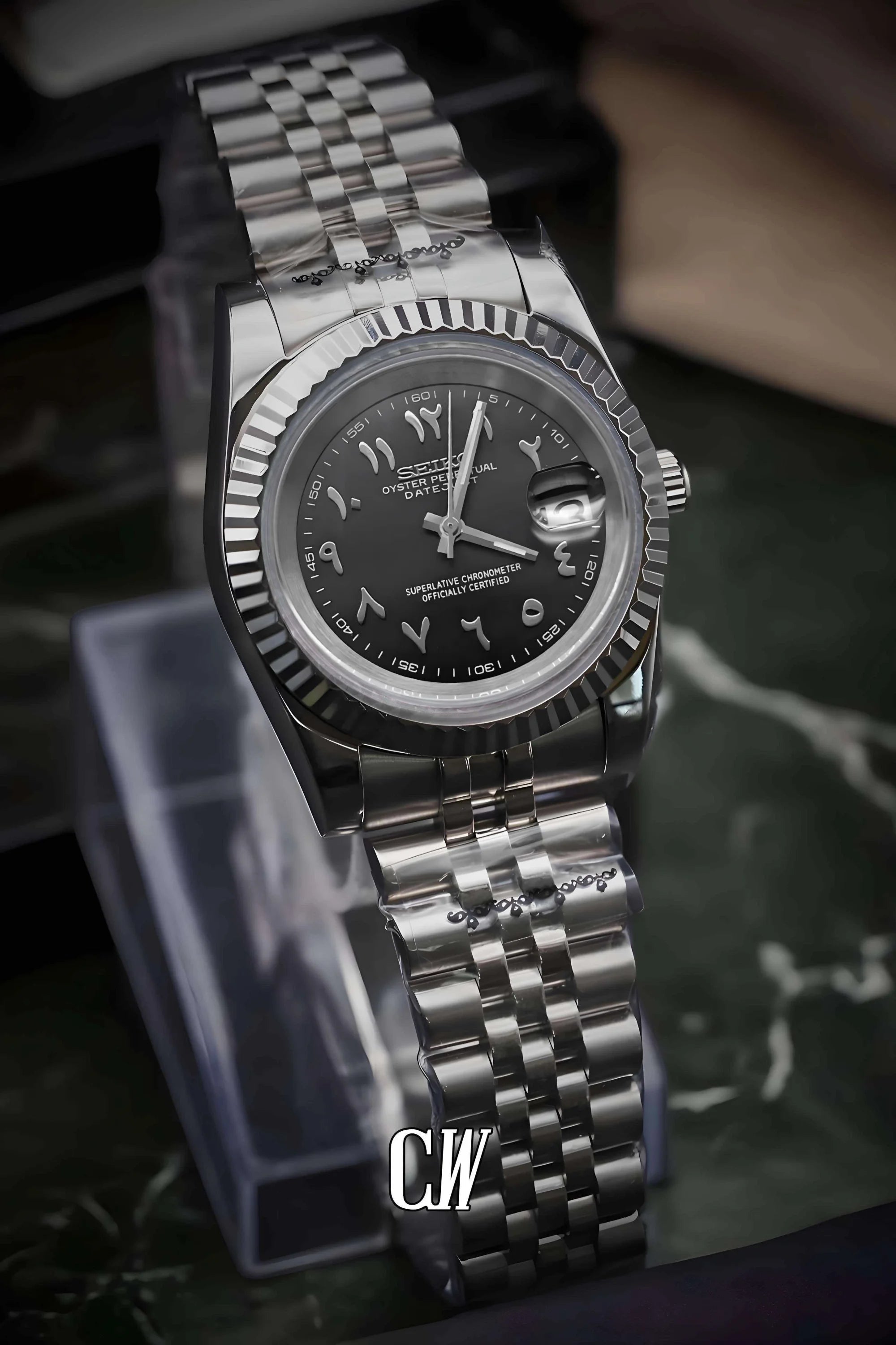 Seikojust mod watch 'Black' arabic - Circa Watch Labs