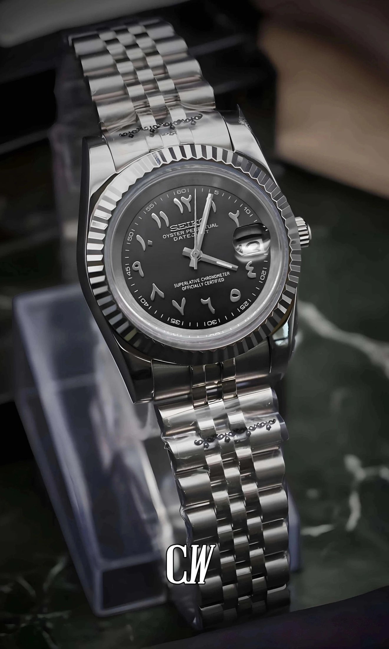 Seikojust mod watch 'Black' arabic - Circa Watch Labs seiko mod