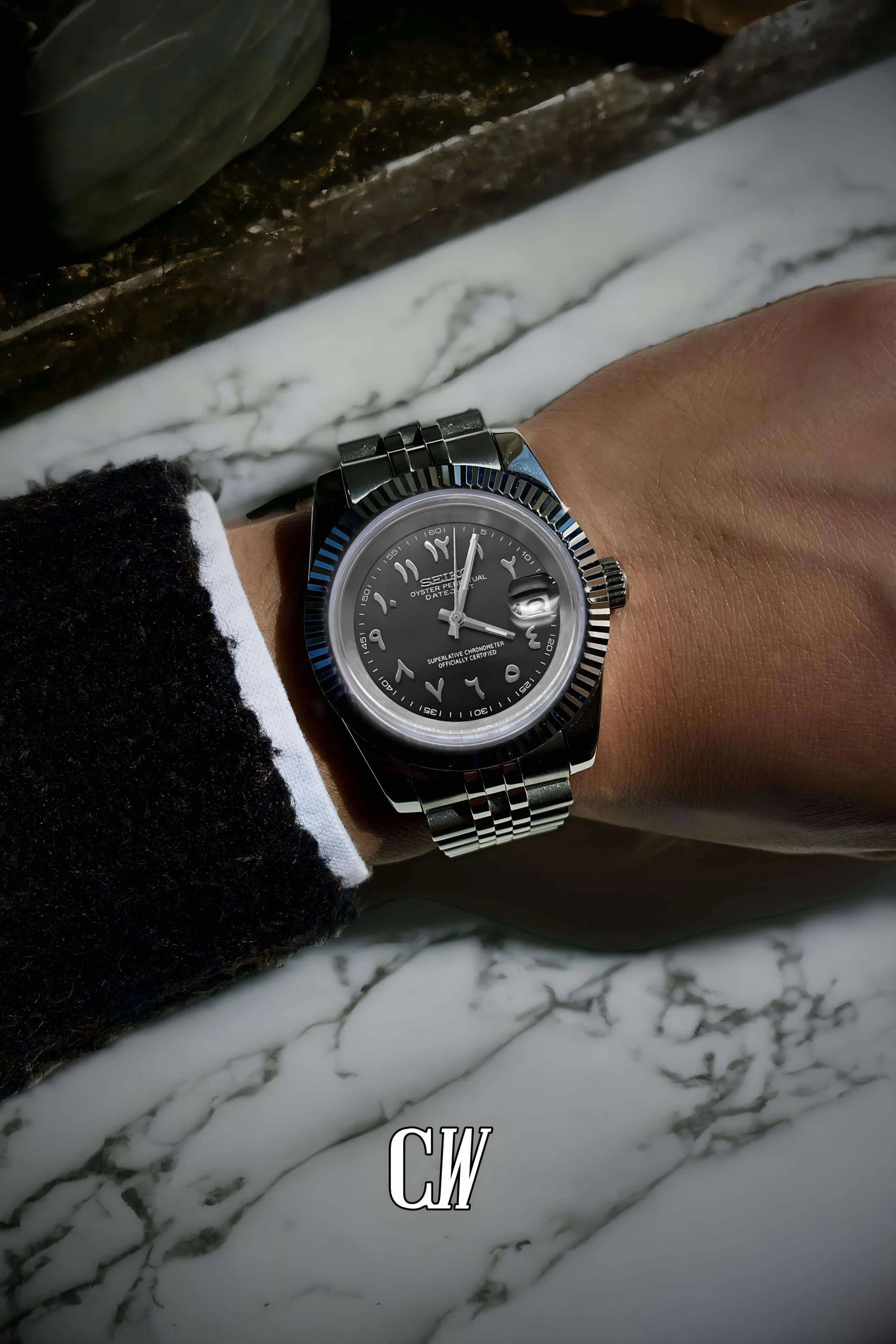 Seikojust mod watch 'Black' arabic - Circa Watch Labs