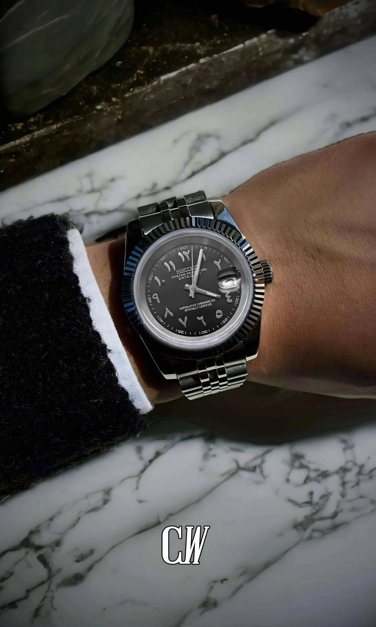 Seikojust mod watch 'Black' arabic - Circa Watch Labs