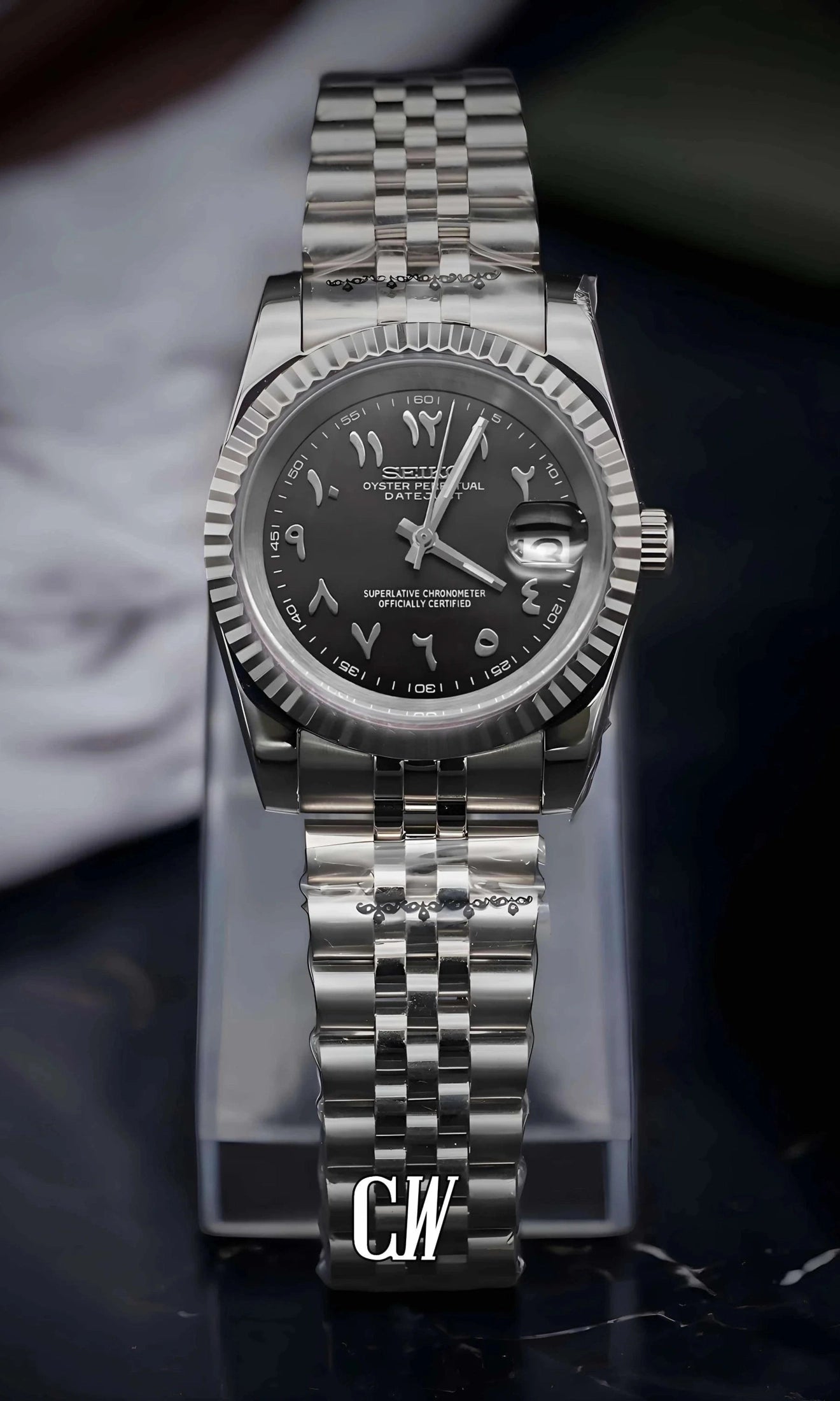 Seikojust mod watch 'Black' arabic - Circa Watch Labs seiko mod