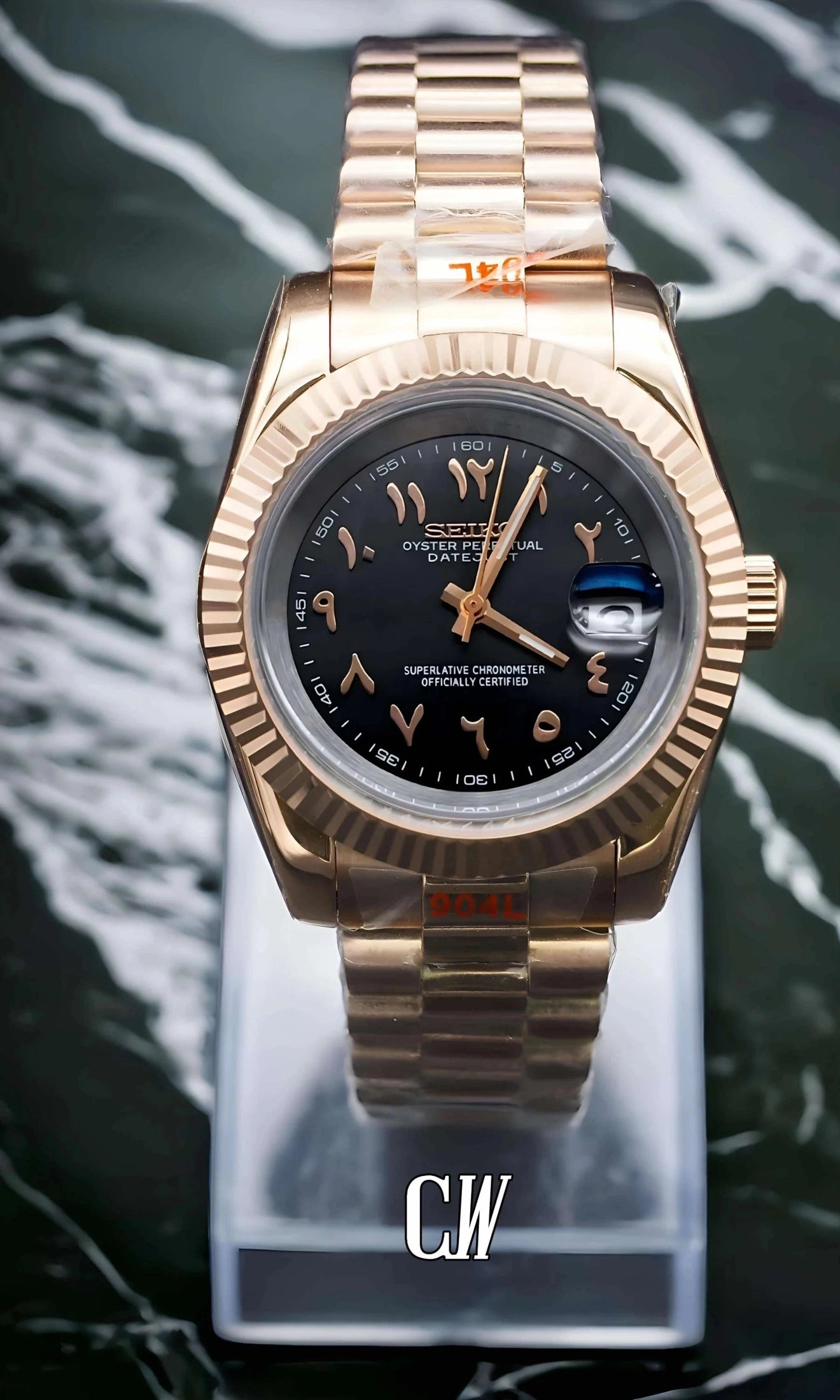 Seikojust mod watch 'Black rose gold' arabic - Circa Watch Labs seiko mod