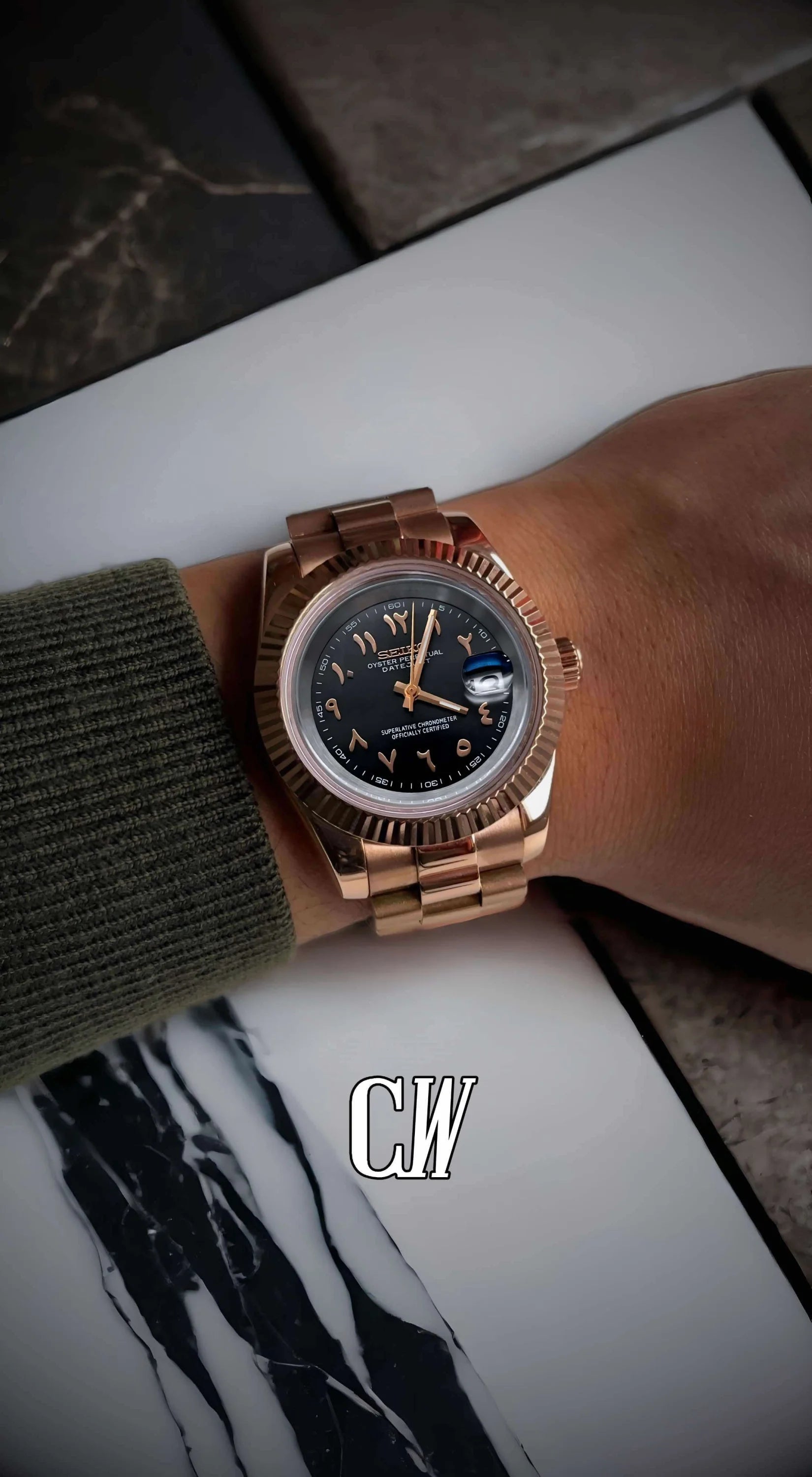 Seikojust mod watch 'Black rose gold' arabic - Circa Watch Labs