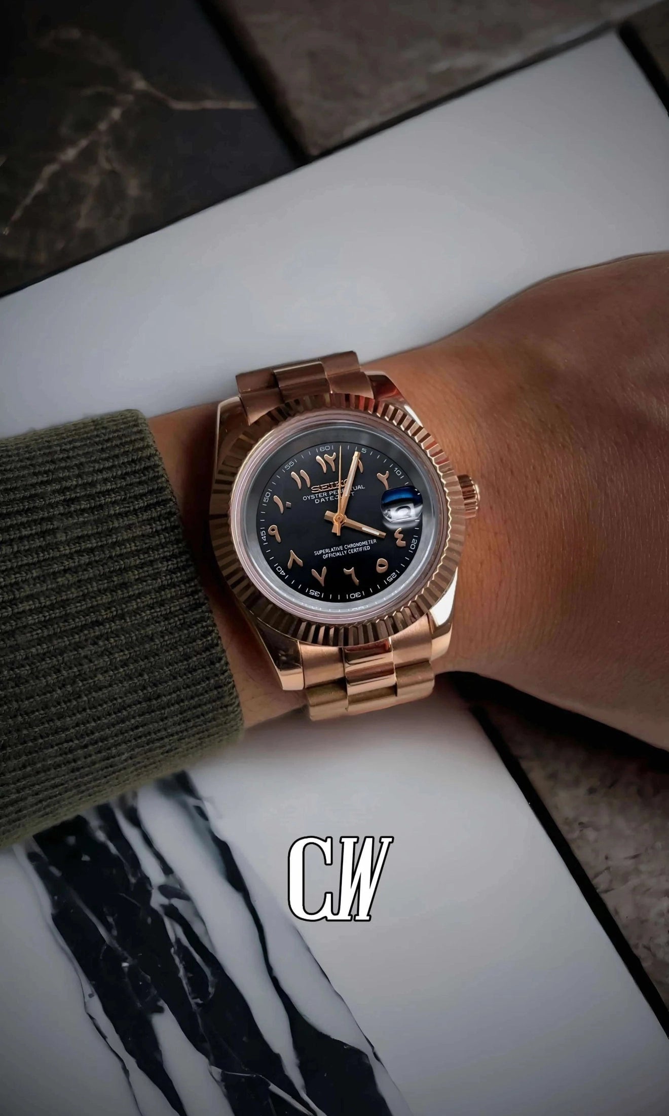 Seikojust mod watch 'Black rose gold' arabic - Circa Watch Labs