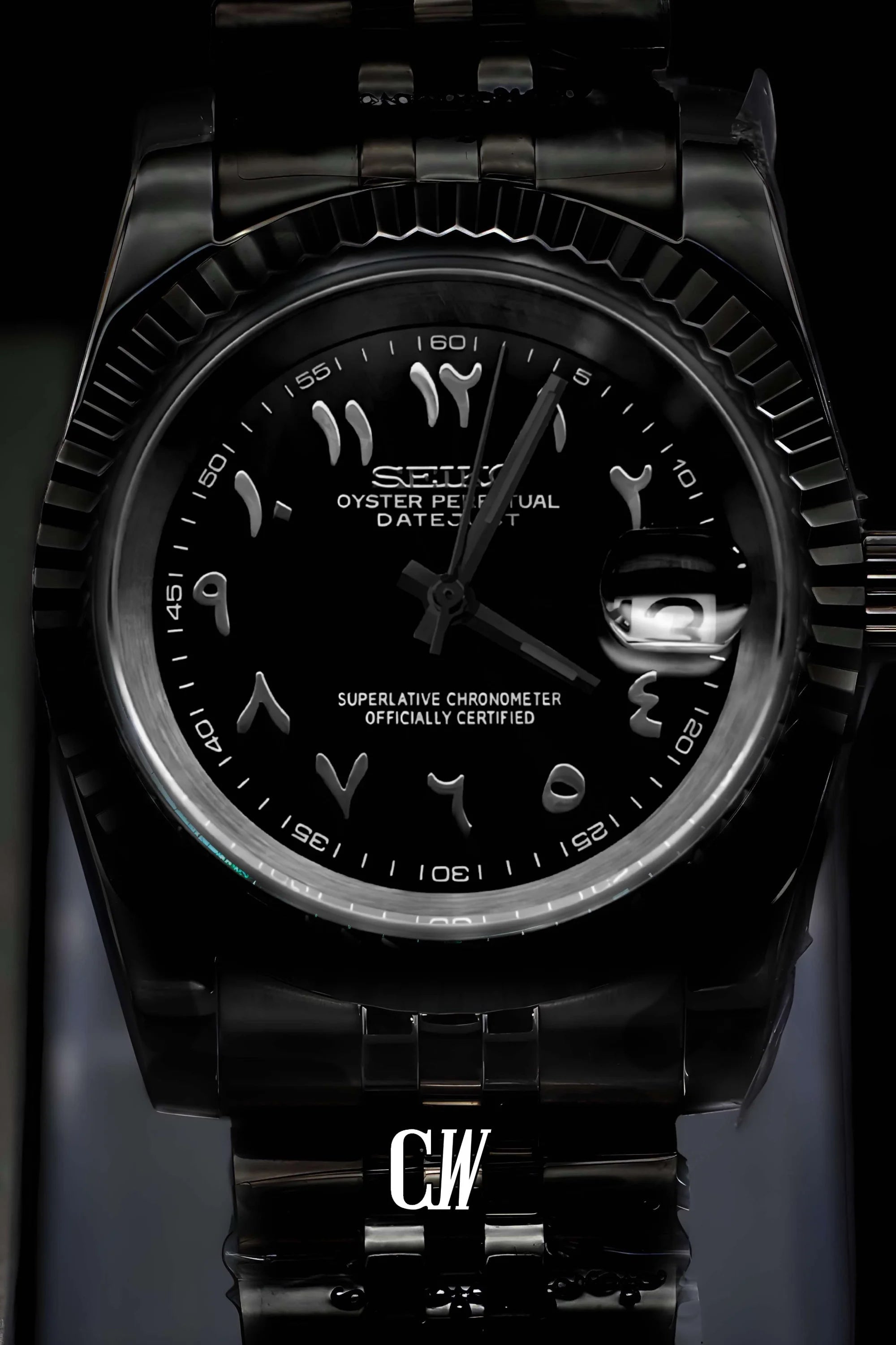 Seikojust mod watch 'Triple Black' arabic - Circa Watch Labs