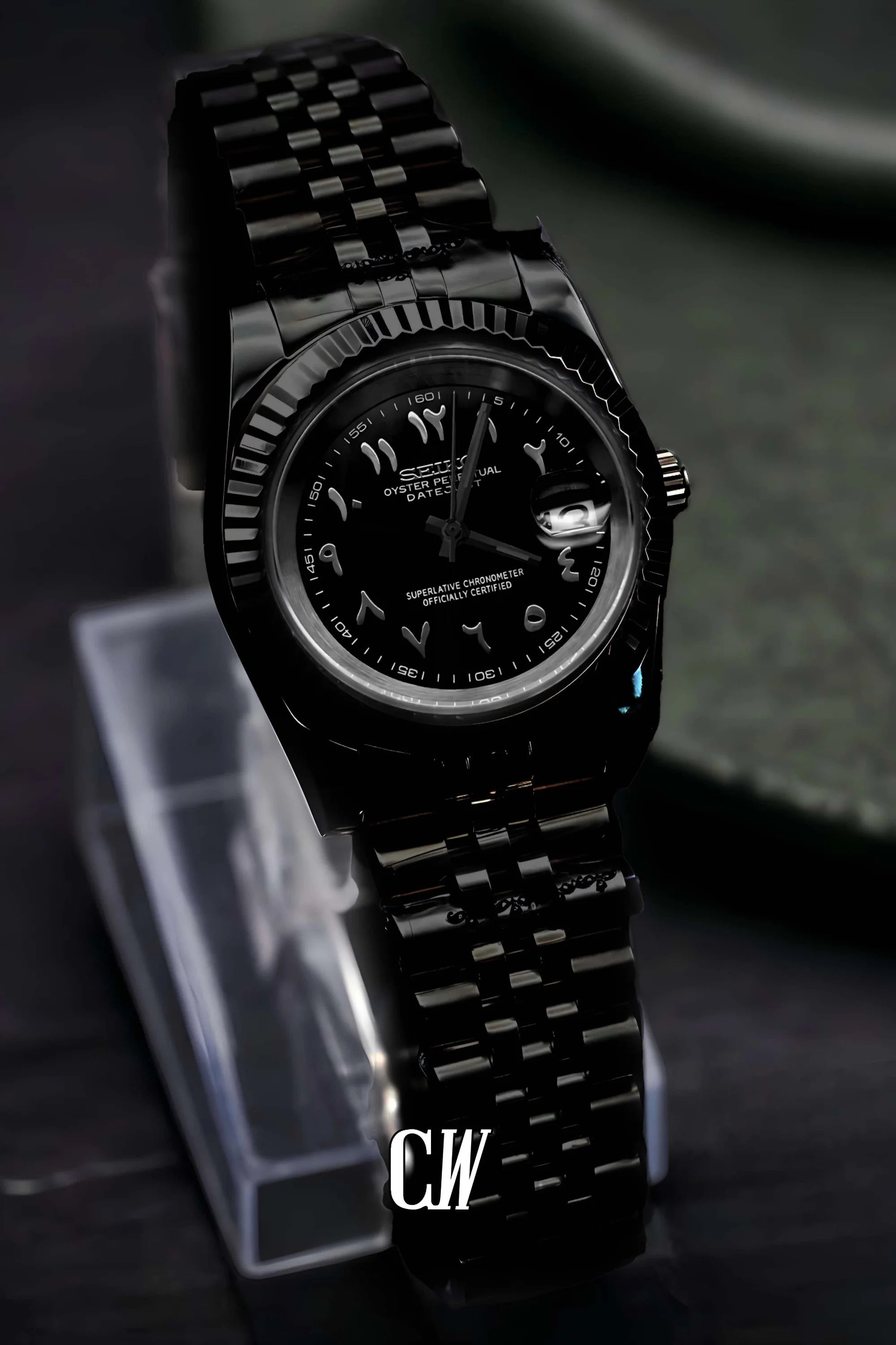 Seikojust mod watch 'Triple Black' arabic - Circa Watch Labs