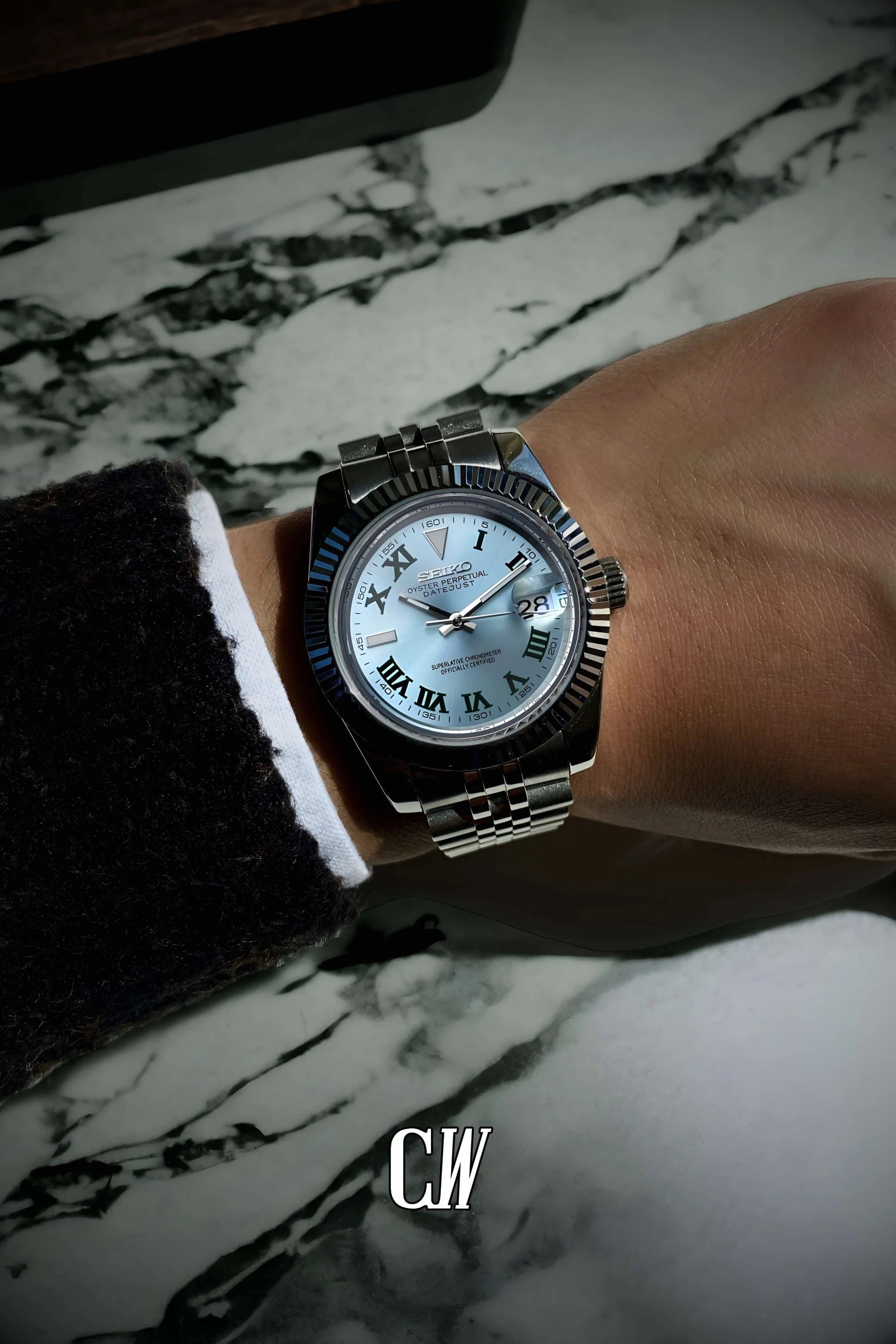 Seikojust mod Wimbledon watch blue - Circa Watch Labs seiko mod