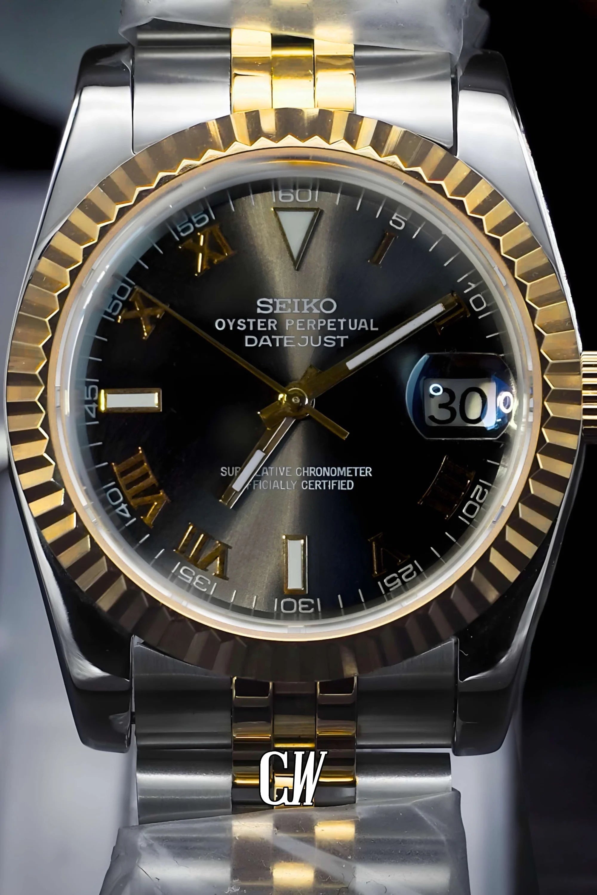 Seikojust mod Wimbledon watch Yellow gold - Circa Watch Labs seiko mod