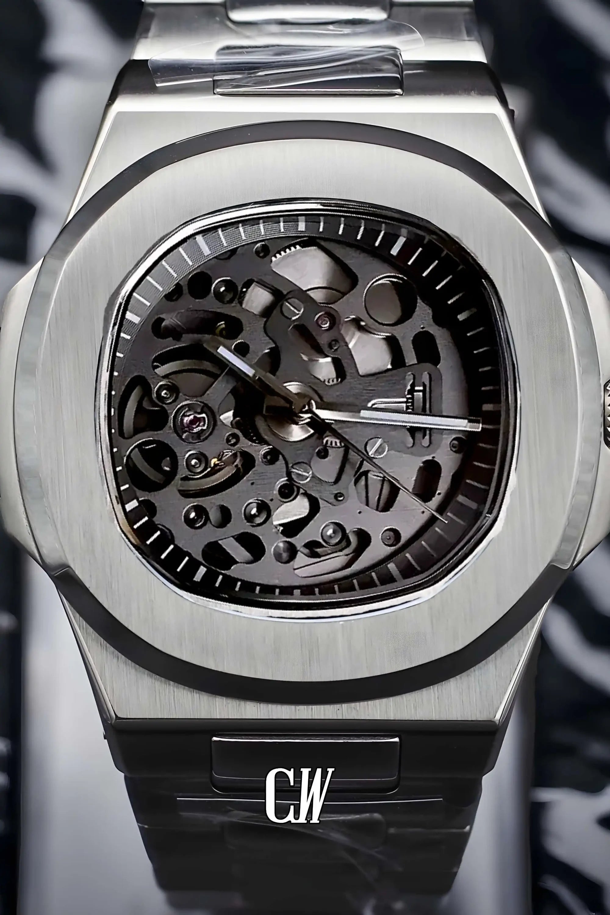 Seikonautilus mod skeleton watch silver - Circa Watch Labs seiko mod